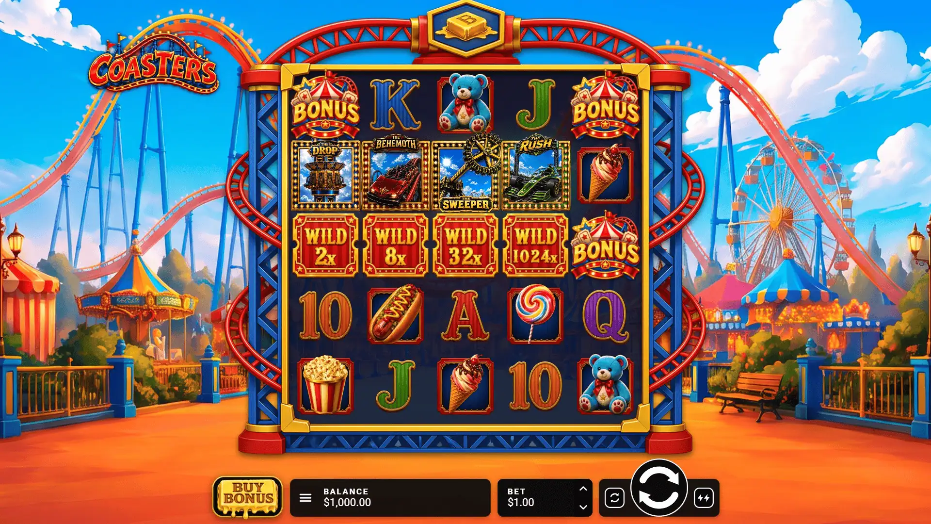 Coasters Feature Buy slot gameplay reels