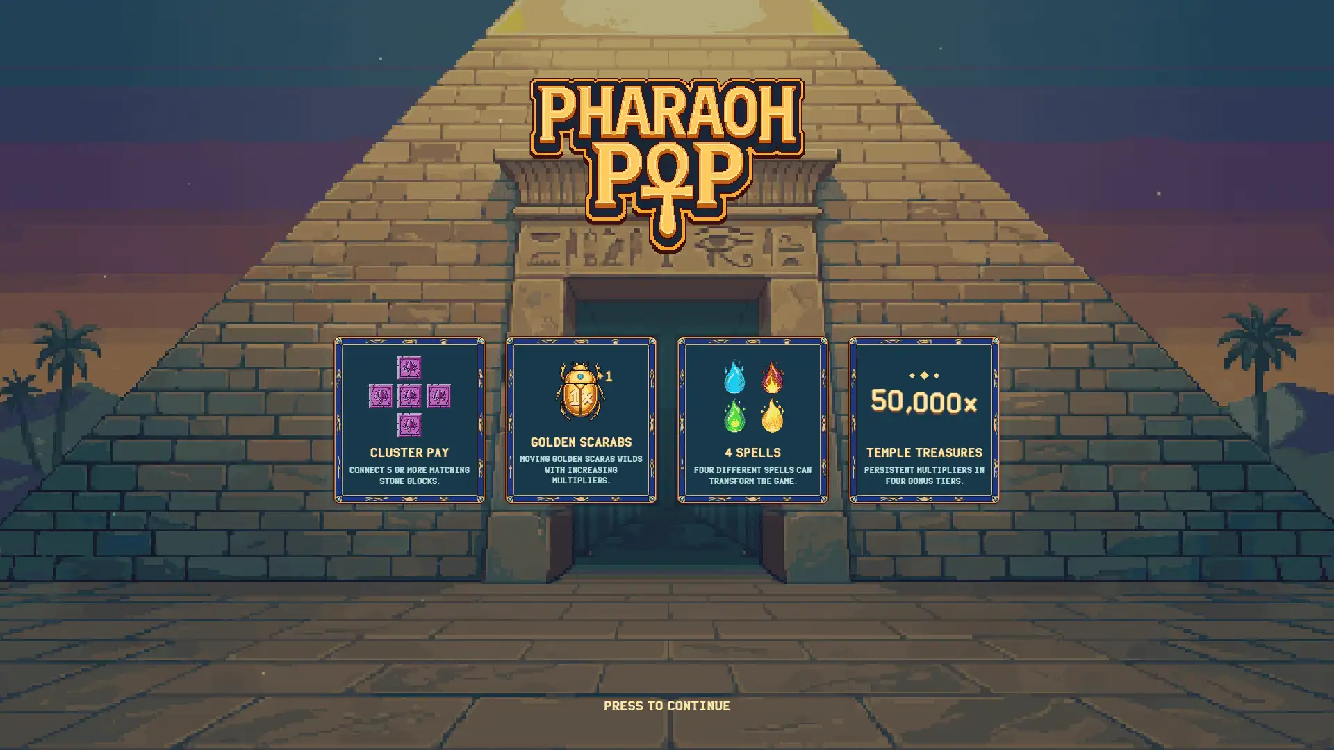 Pharaoh Pop slot intro screen