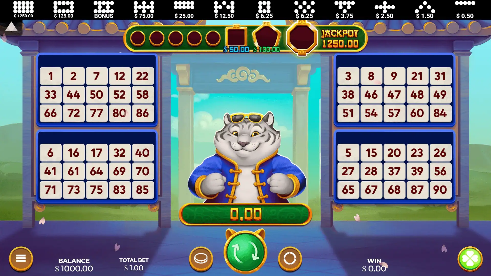 Tiger Bingo slot gameplay reels