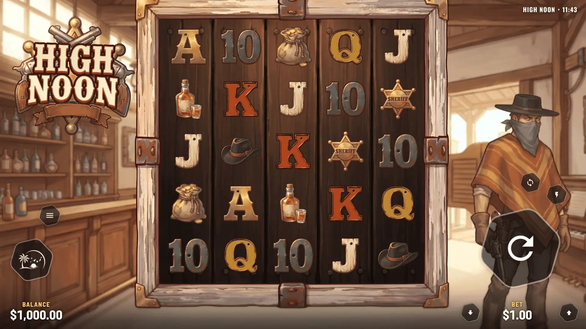 High Noon slot gameplay reels