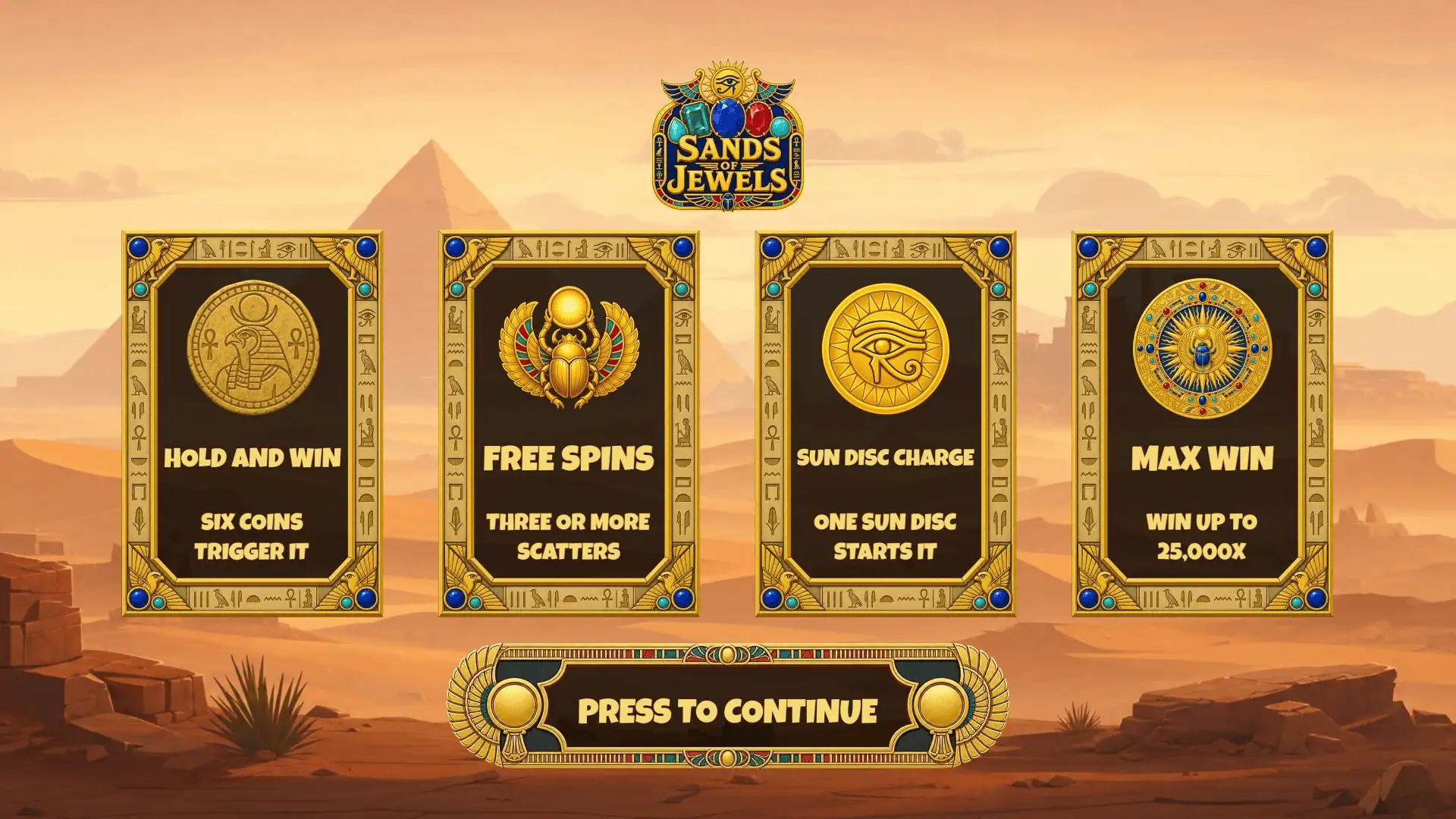Sands Of Jewels slot intro screen
