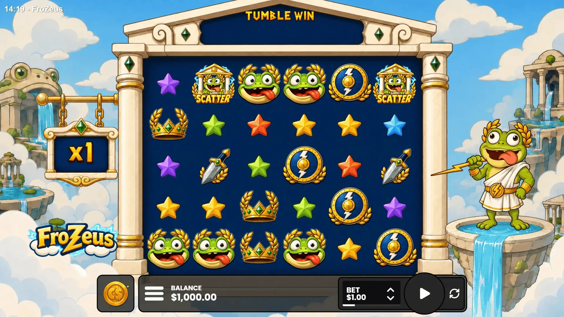 Frozeus slot gameplay reels