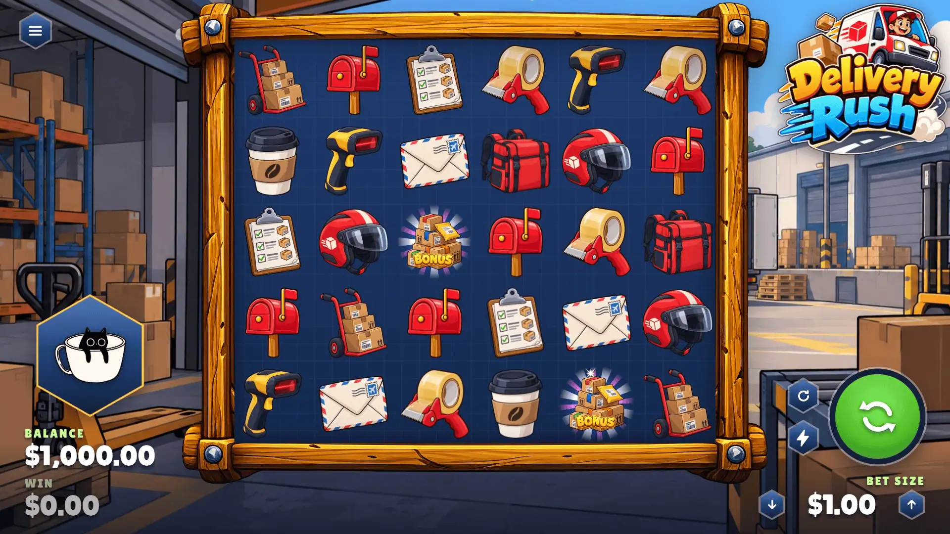 Delivery Rush slot gameplay reels