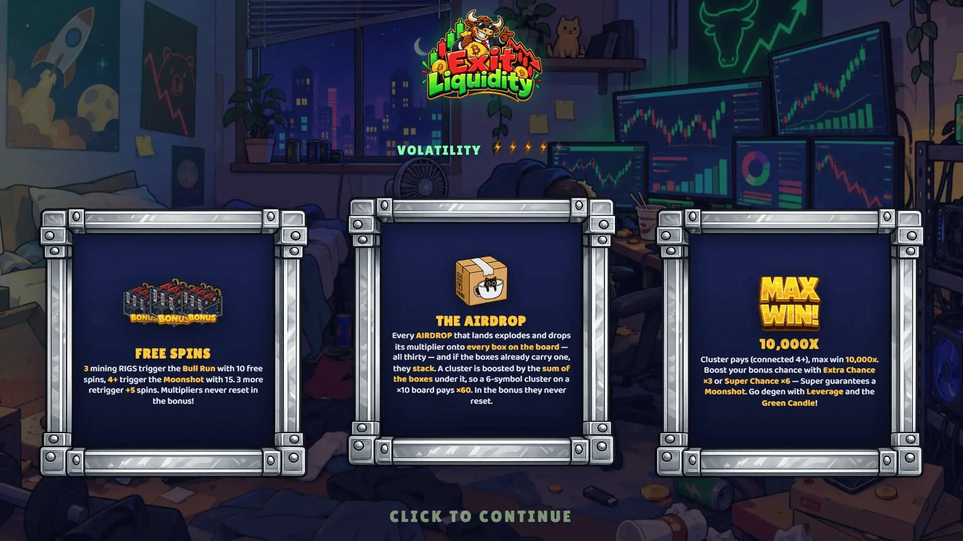 Exit Liquidity slot intro screen