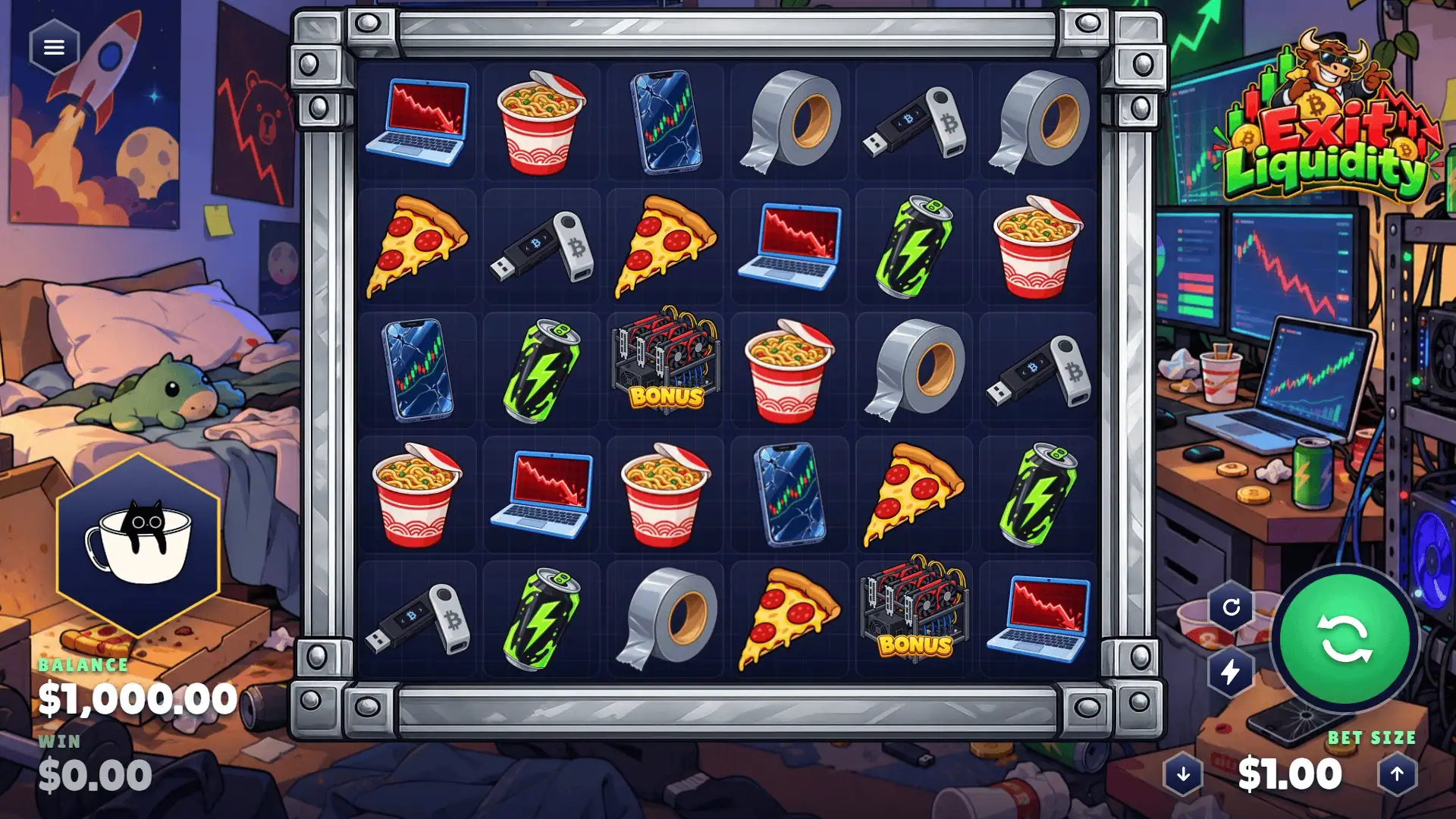 Exit Liquidity slot gameplay reels