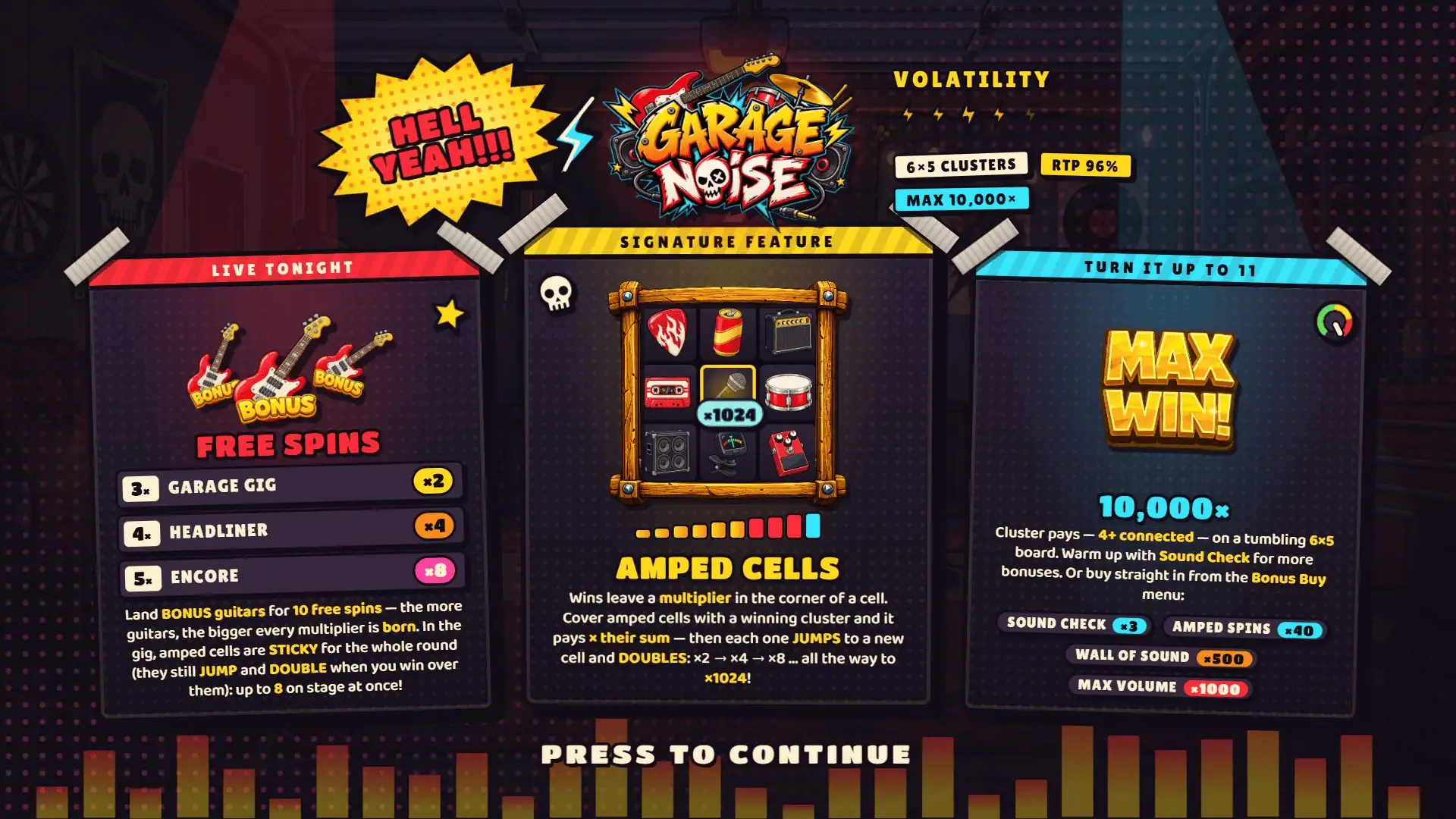 Garage Noise slot intro screen