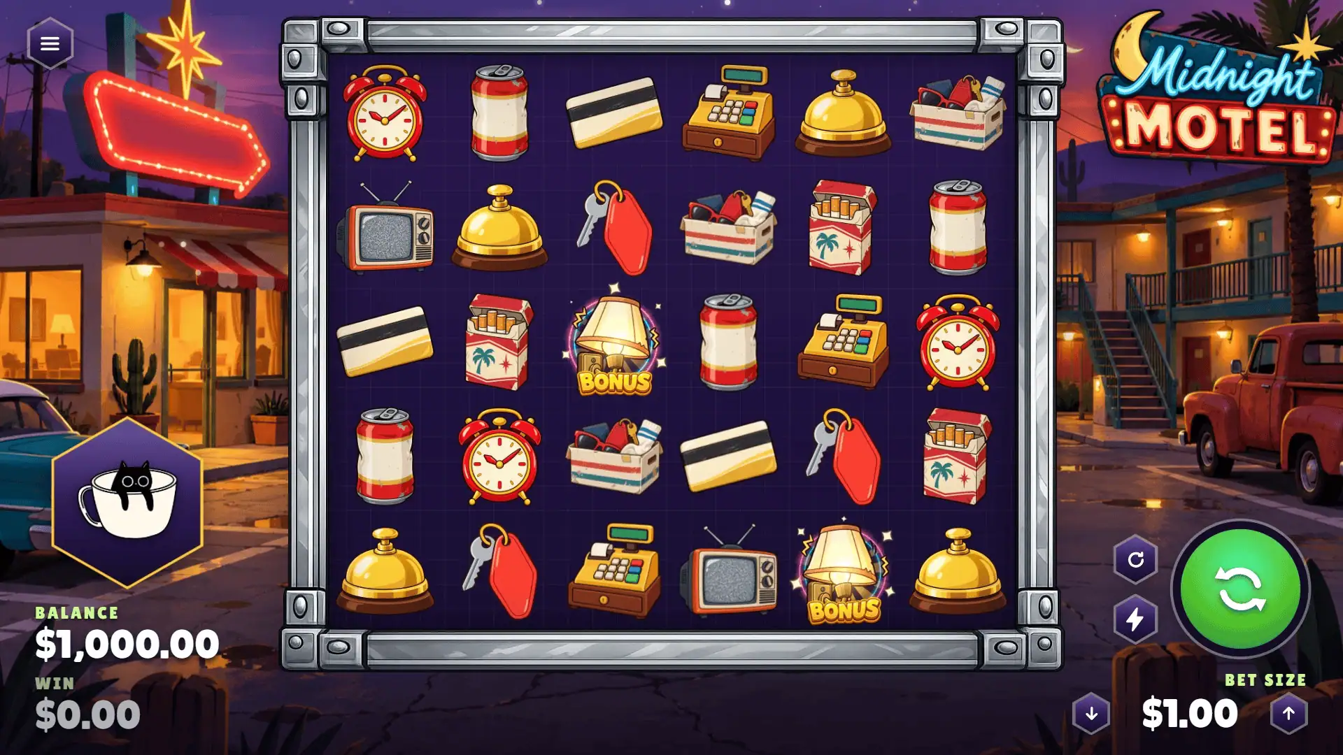 Midnight Motel slot gameplay reels