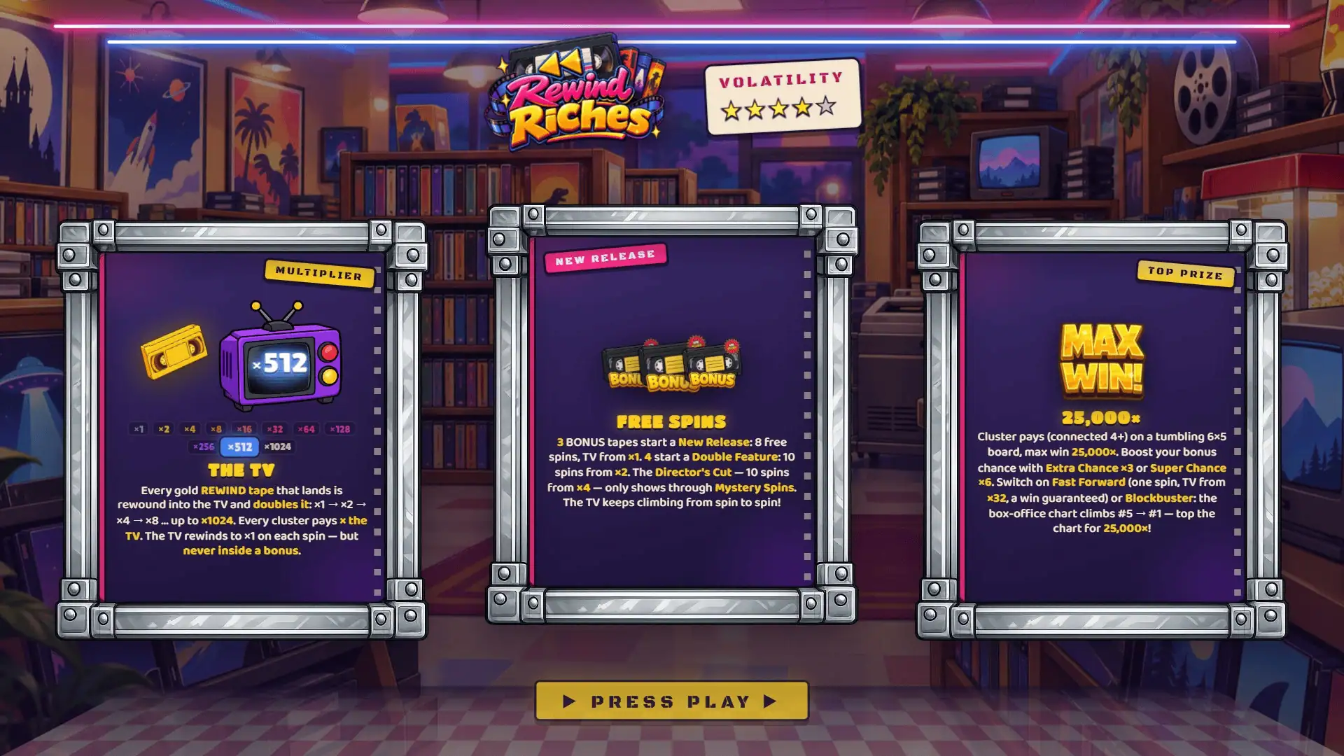 Rewind Riches slot intro screen