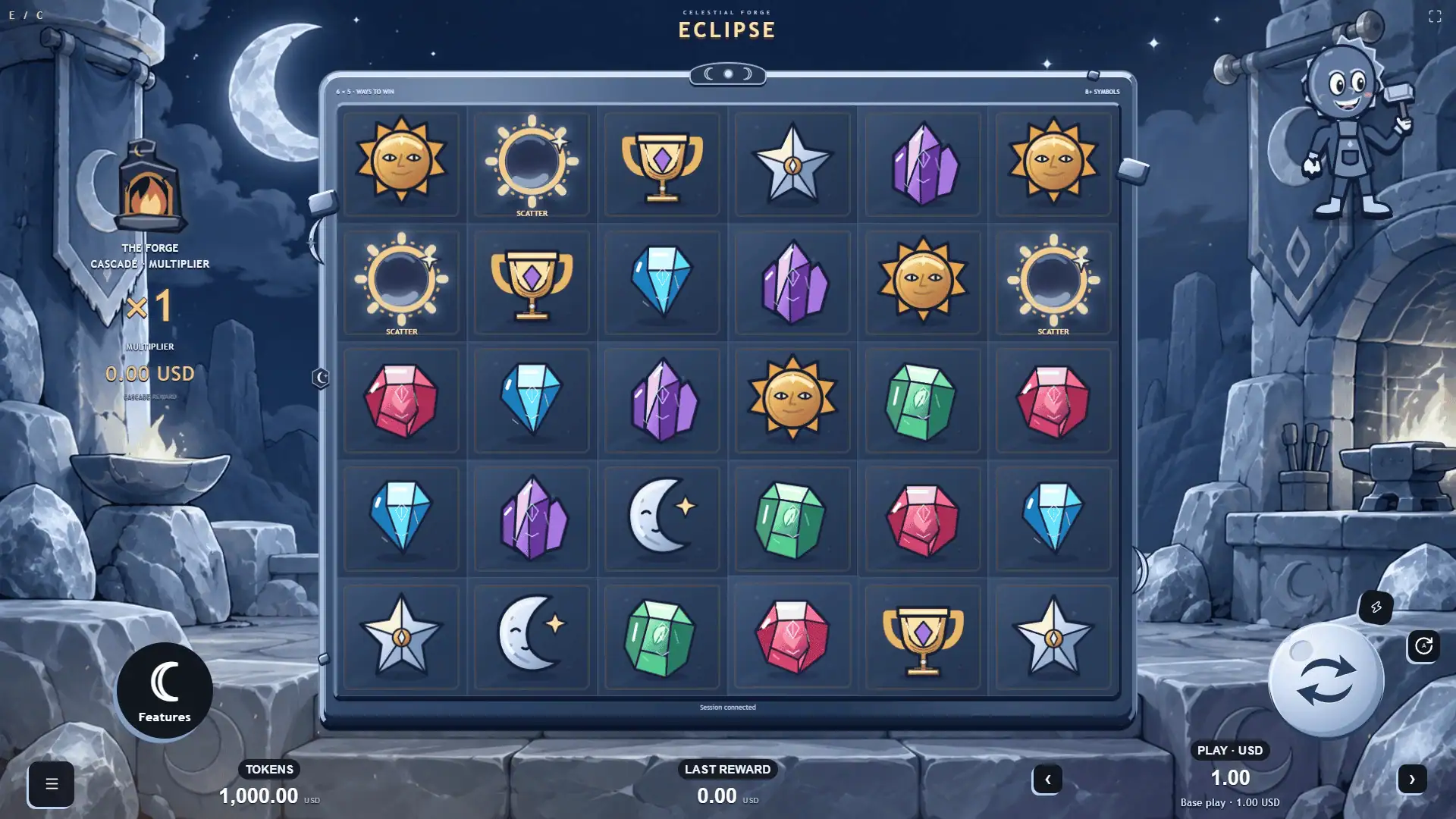 Celestial Eclipse Forge slot gameplay reels