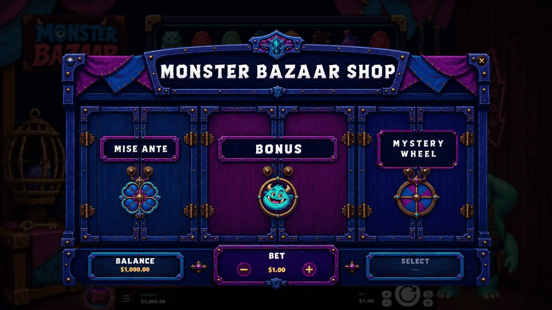 Monster Bazaar bonus buy menu