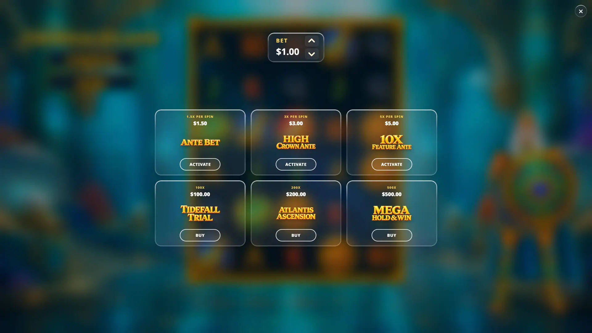 Crown of Atlantis bonus buy menu