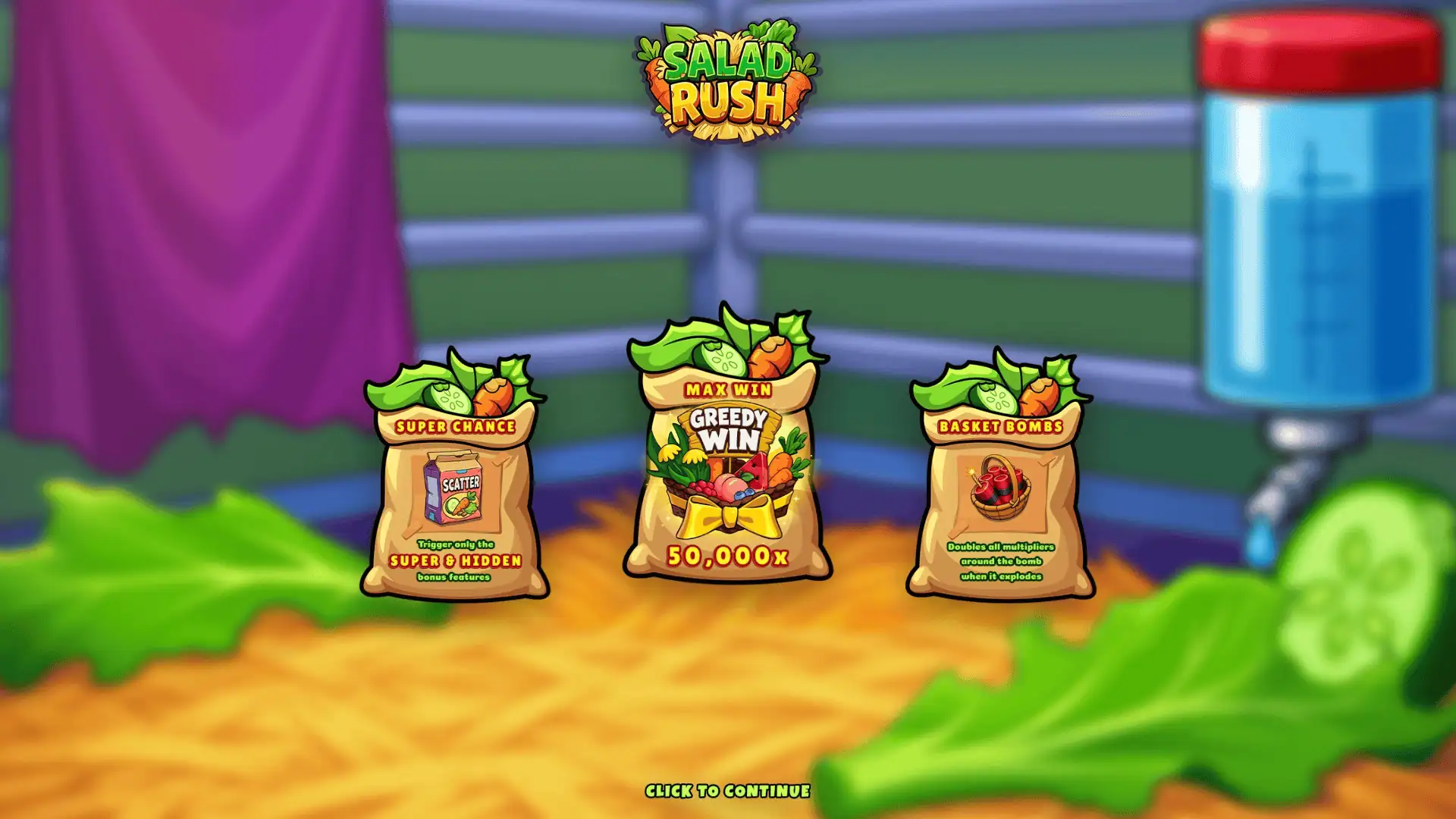 Salad Rush slot intro screen