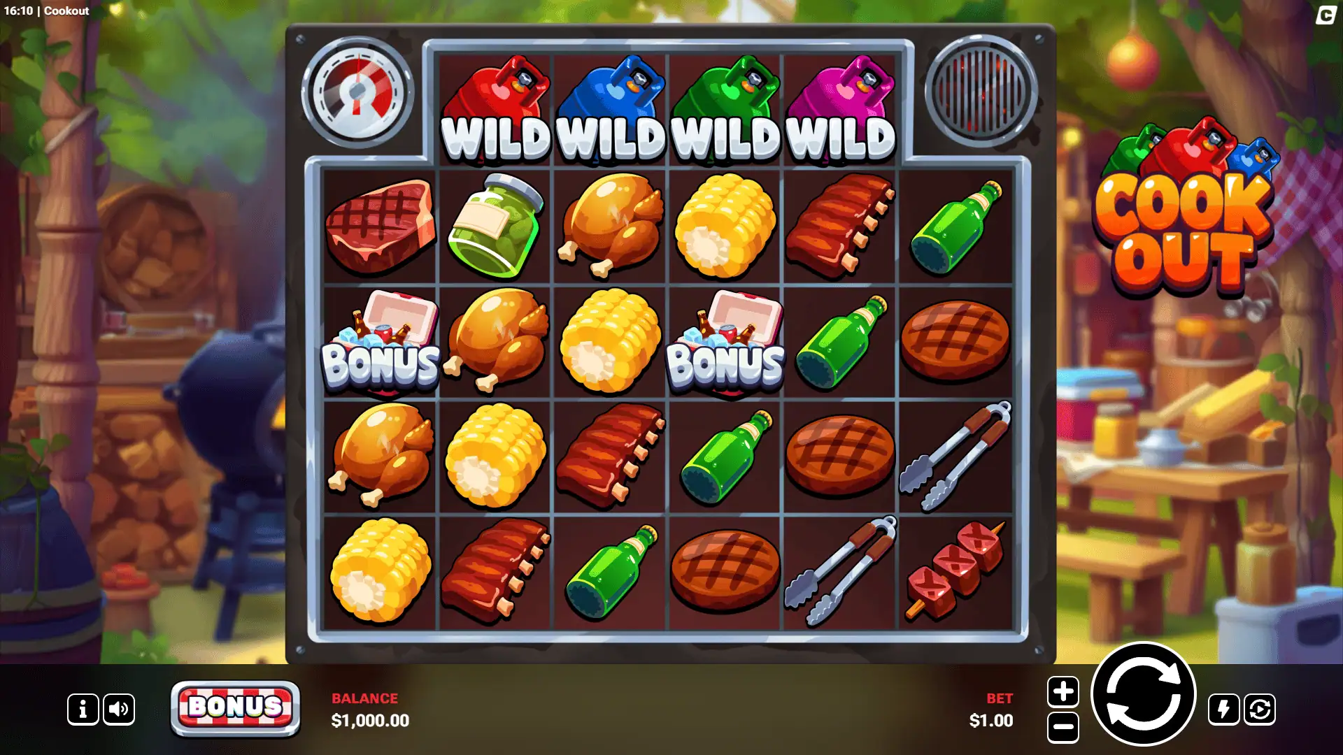 Cookout slot gameplay reels