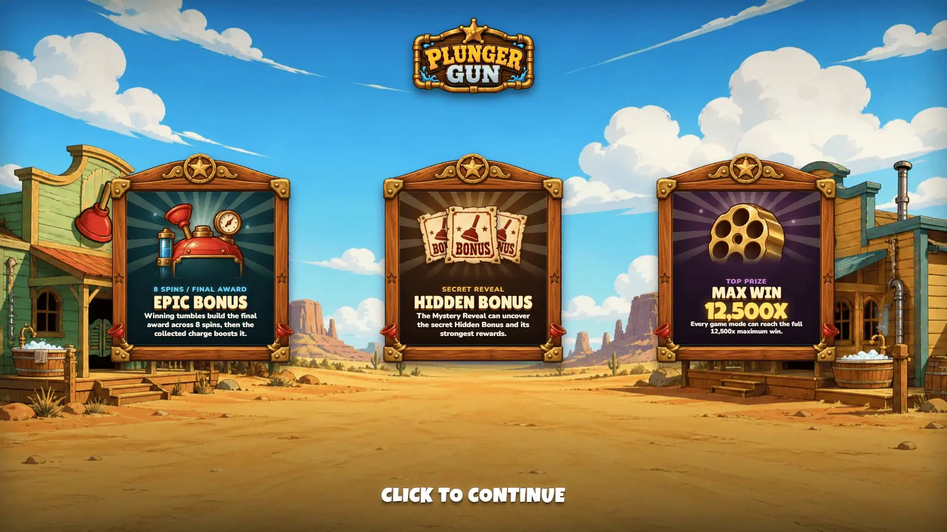 Plunger Gun slot intro screen