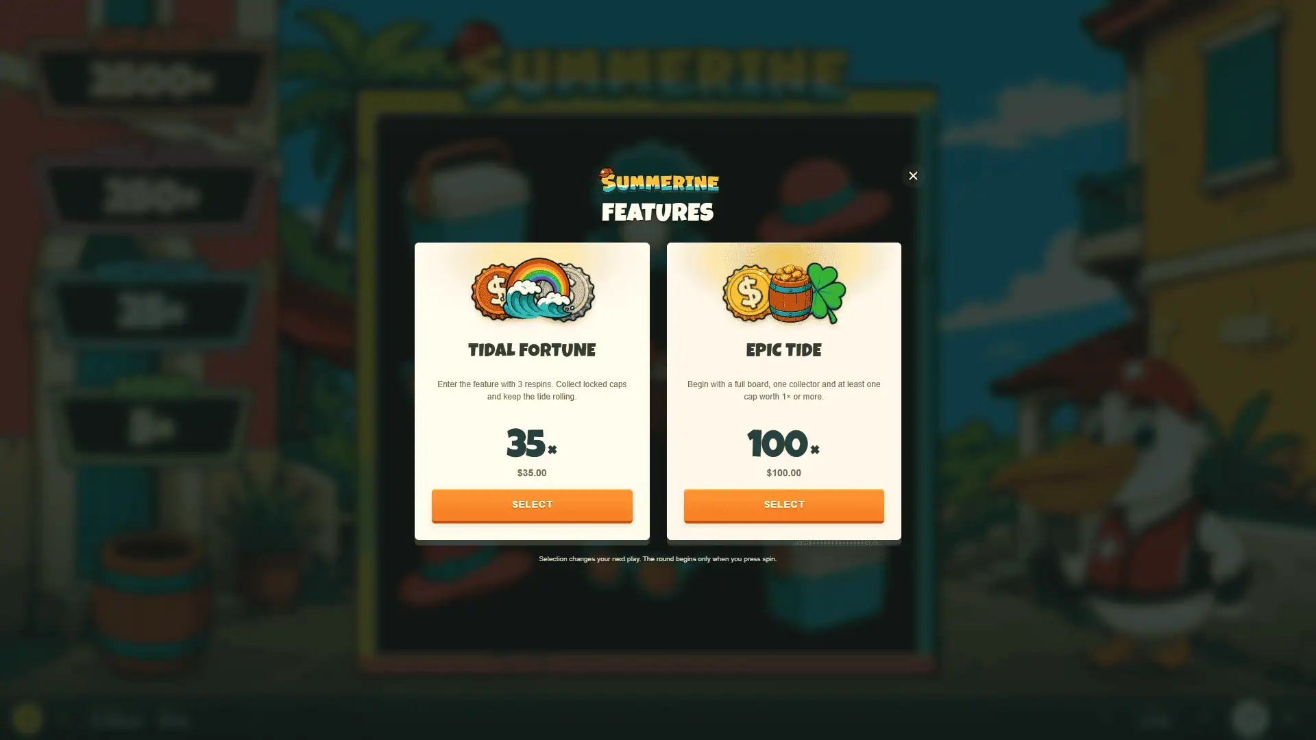 Summerine bonus buy menu