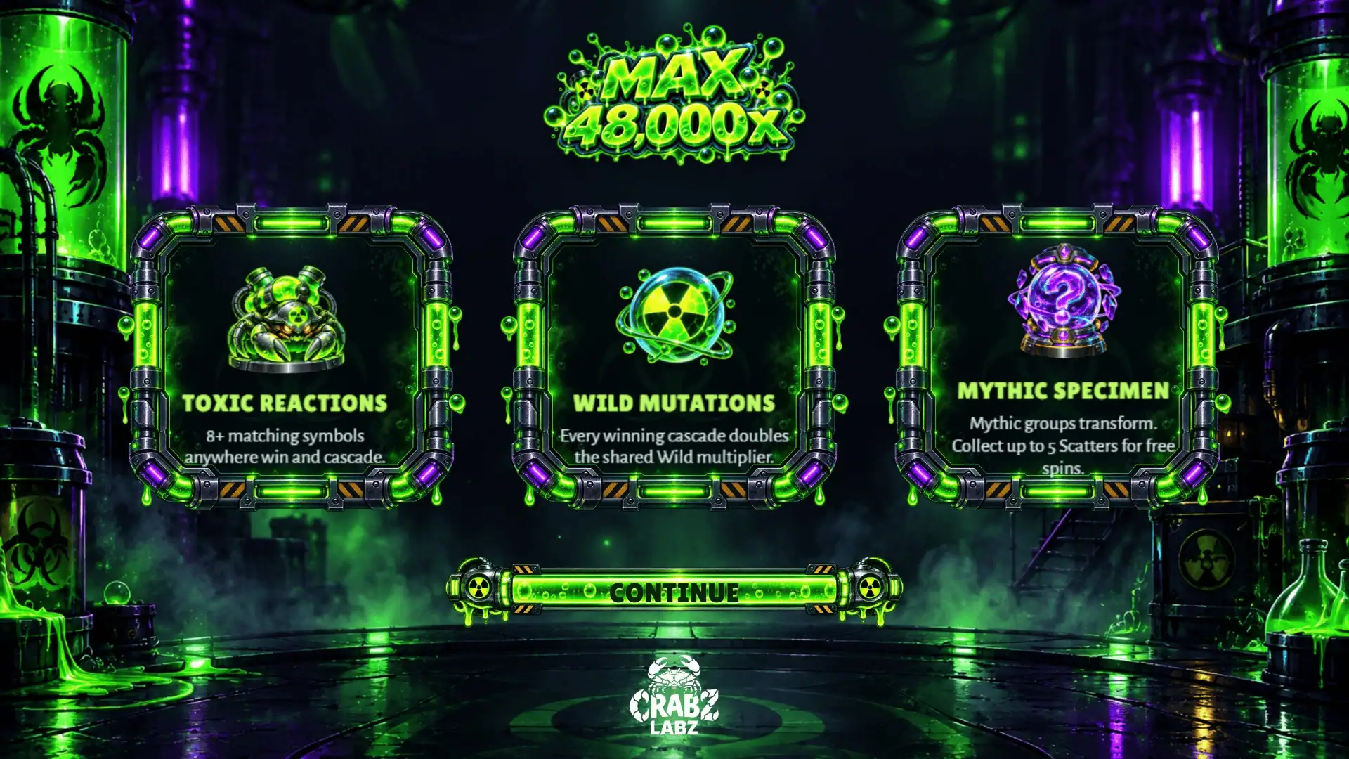 Crabs Labs slot intro screen