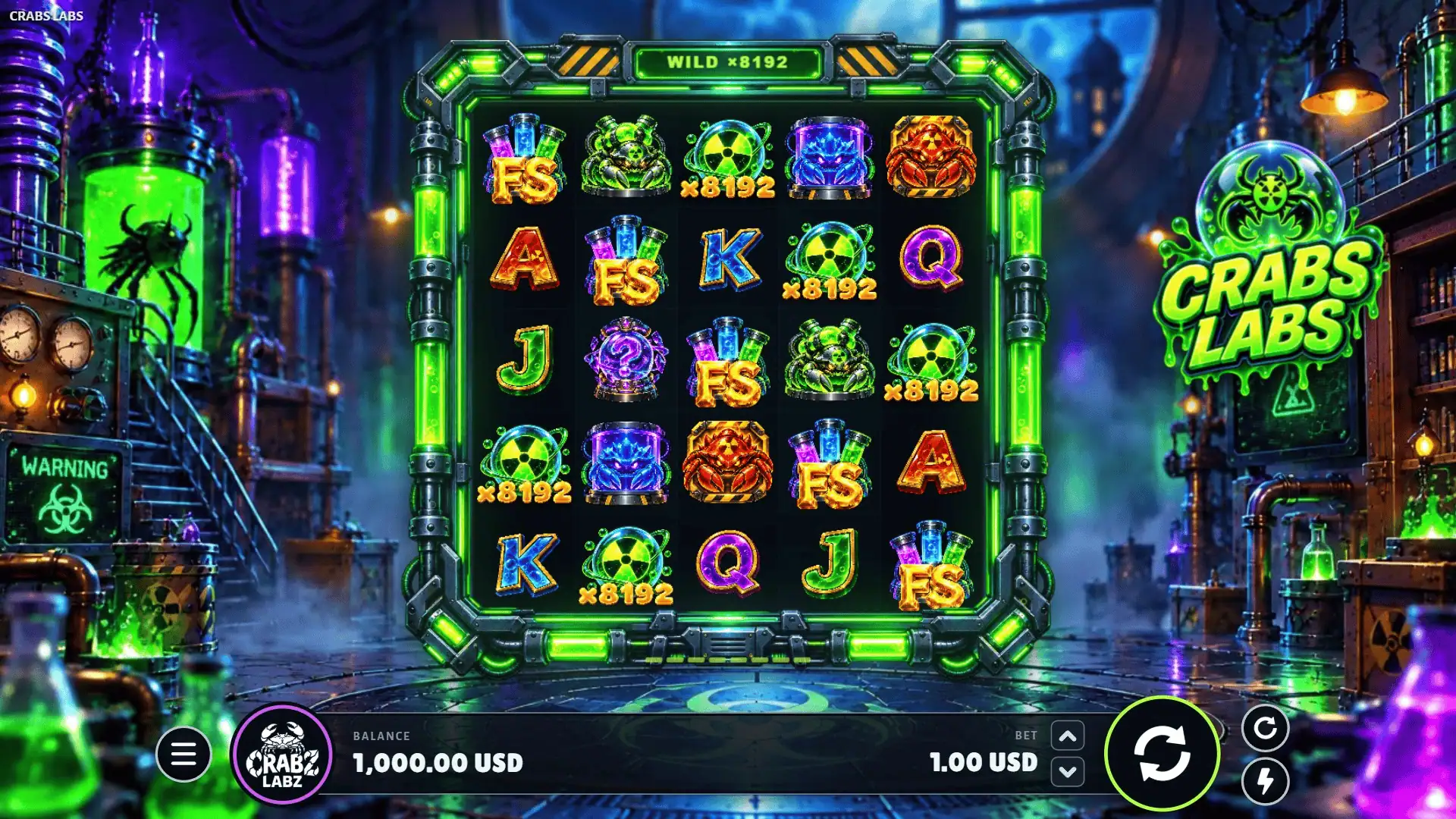 Crabs Labs slot gameplay reels