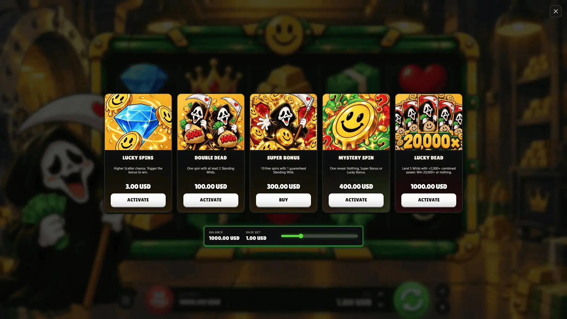 Dead Lucky bonus buy menu