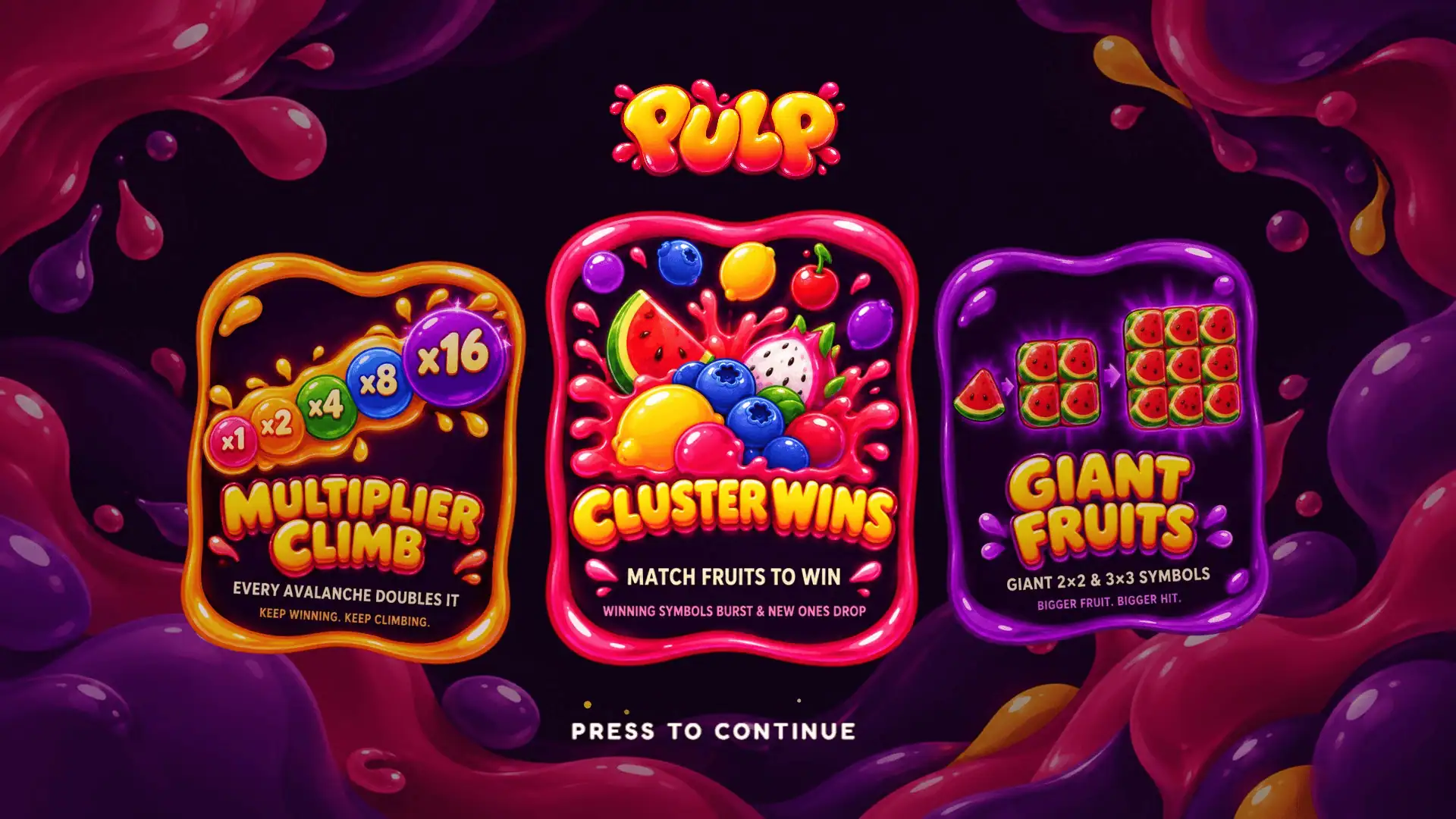 Pulp slot intro screen