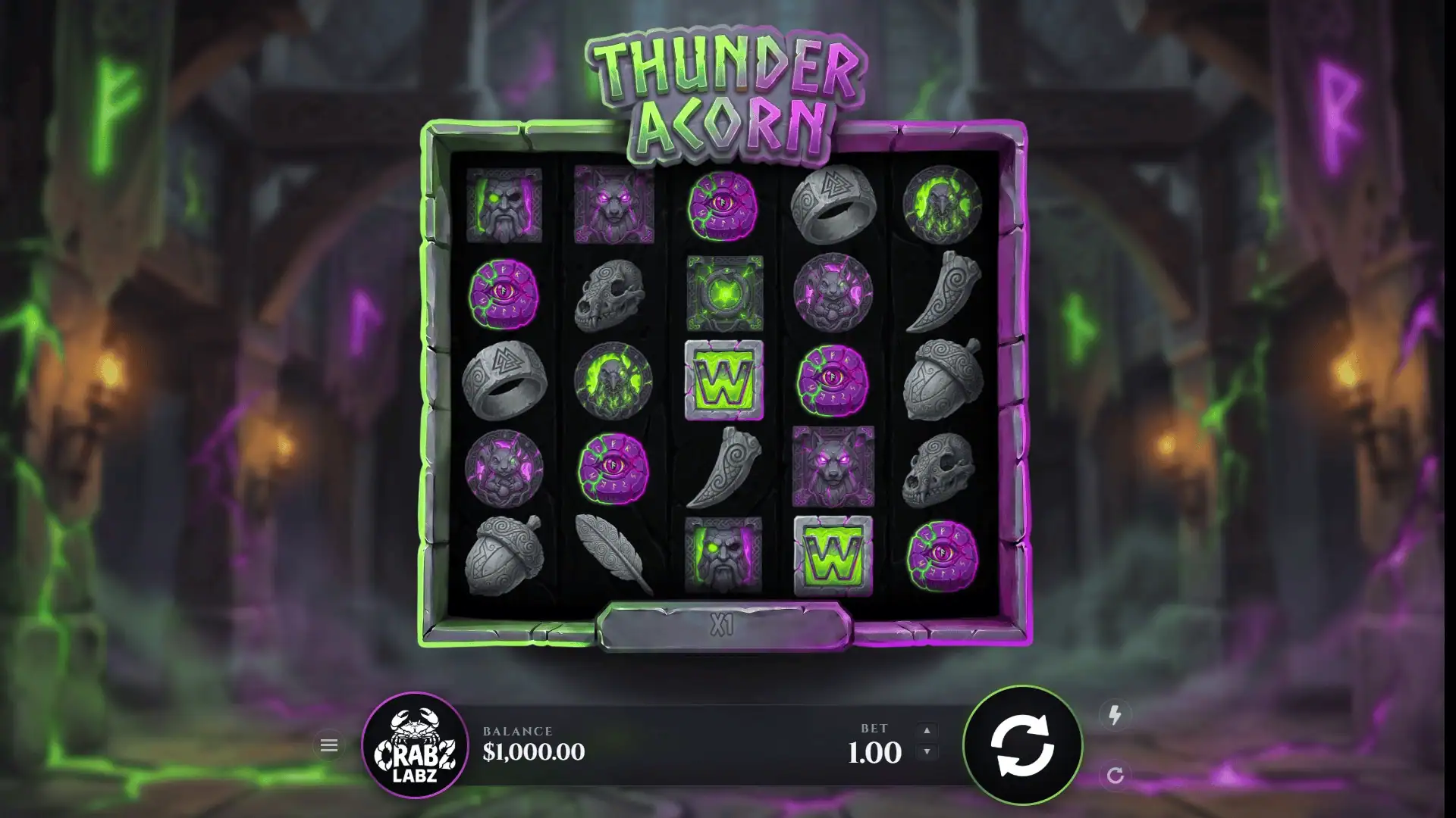 Thunder Acorn slot gameplay reels
