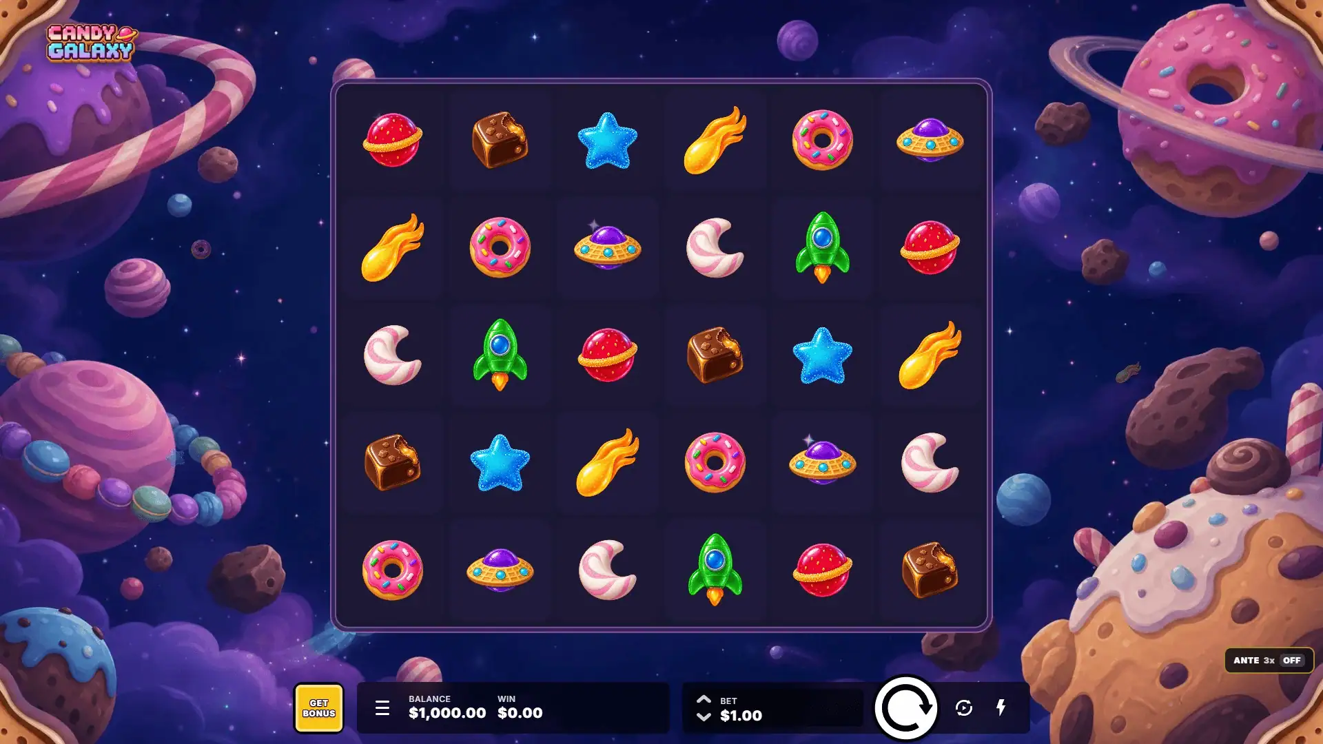 Candy Galaxy slot gameplay reels