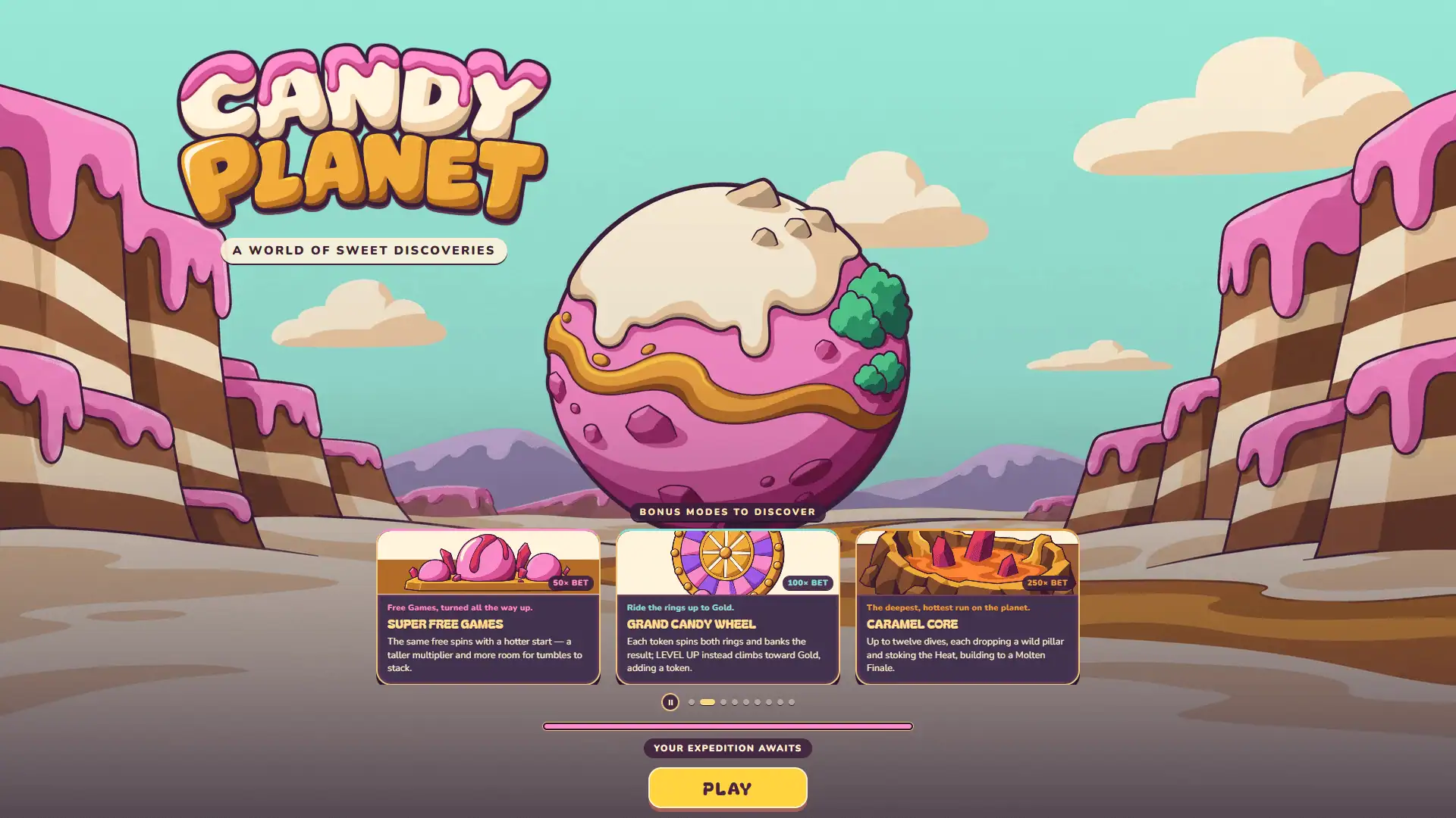 Candy Planet slot intro screen