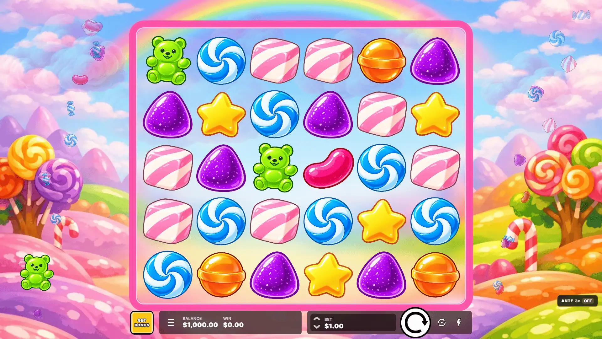 Candy slot gameplay reels