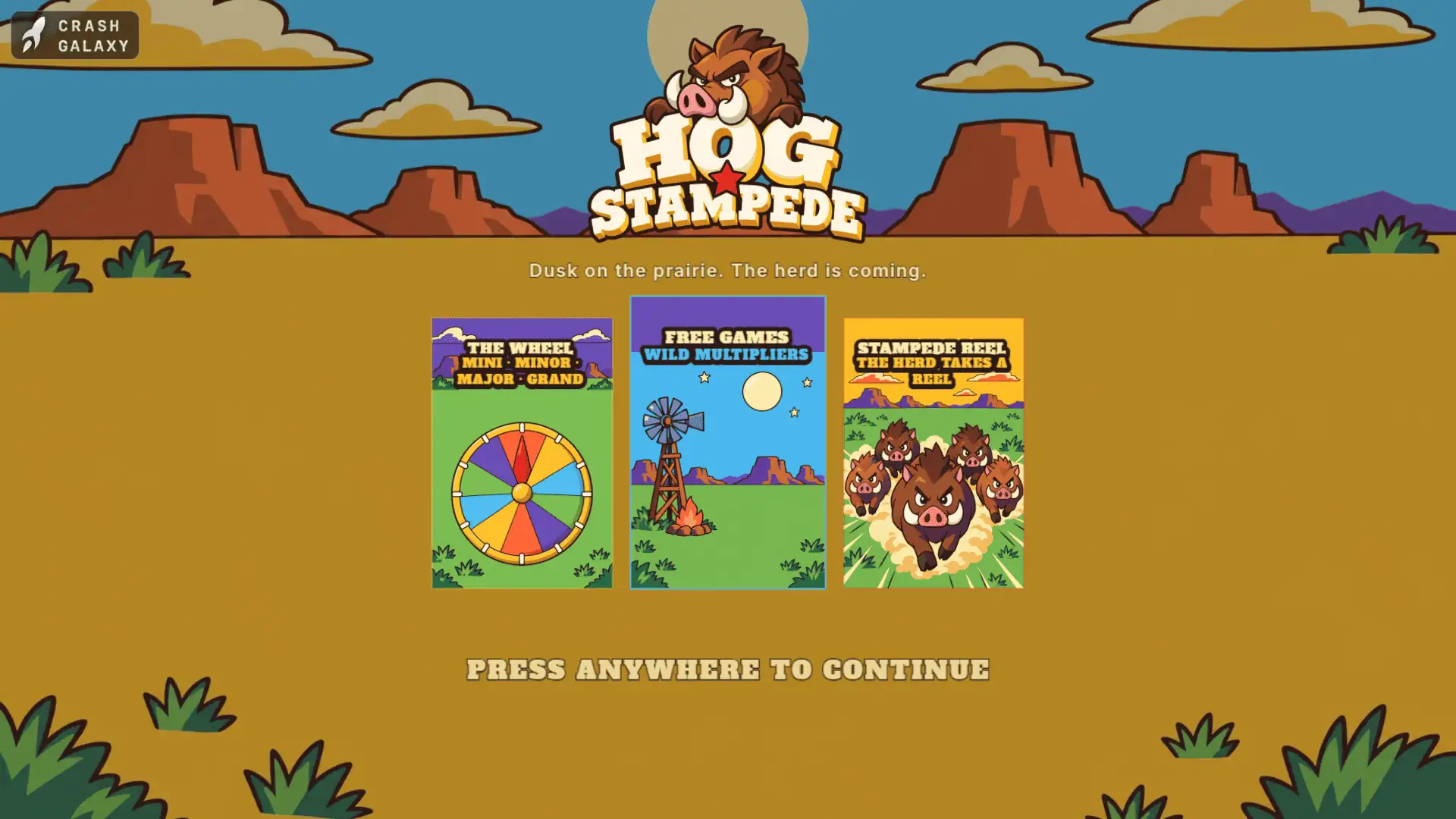 Hog Stampede slot intro screen
