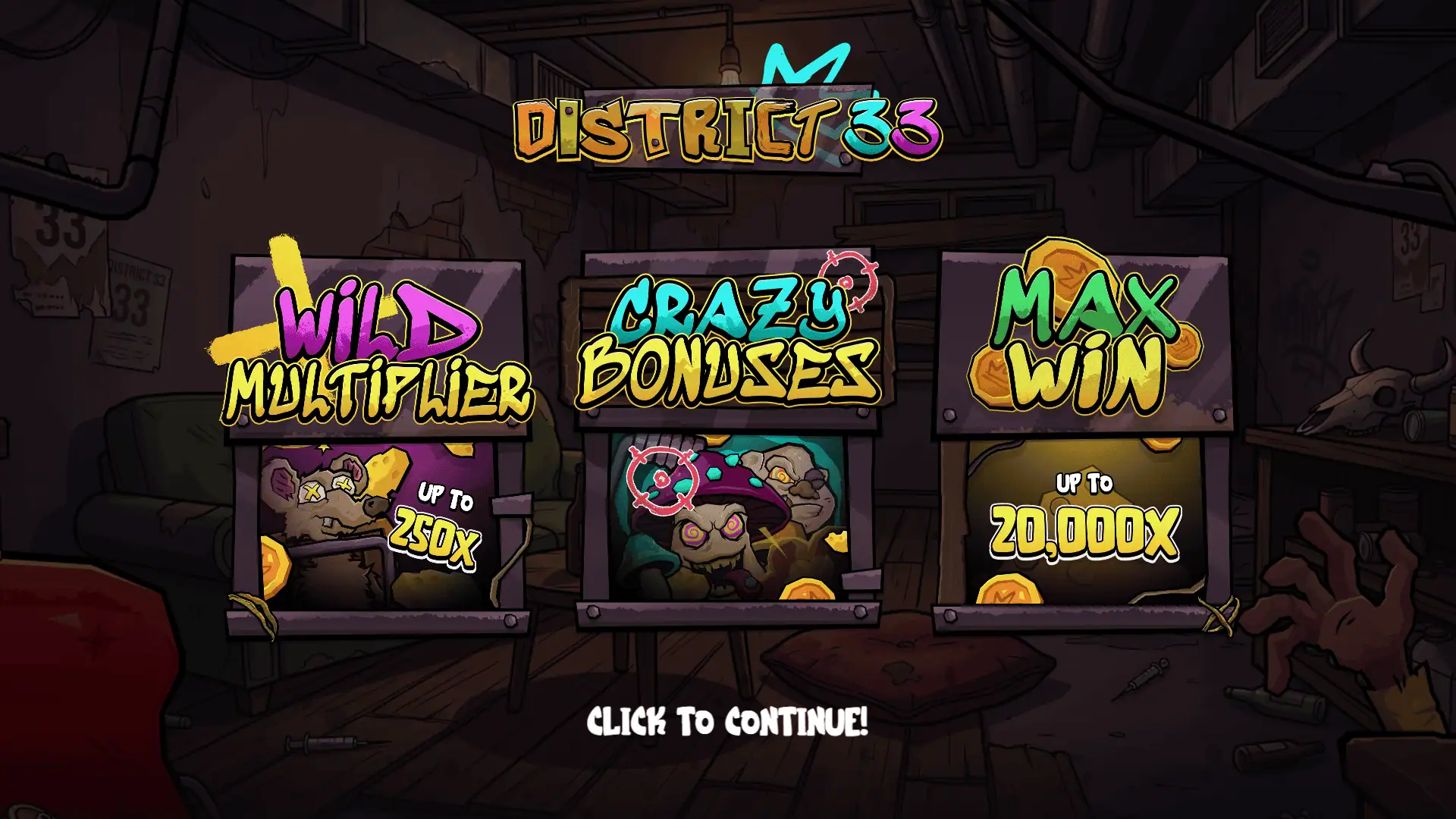 District 33 slot intro screen