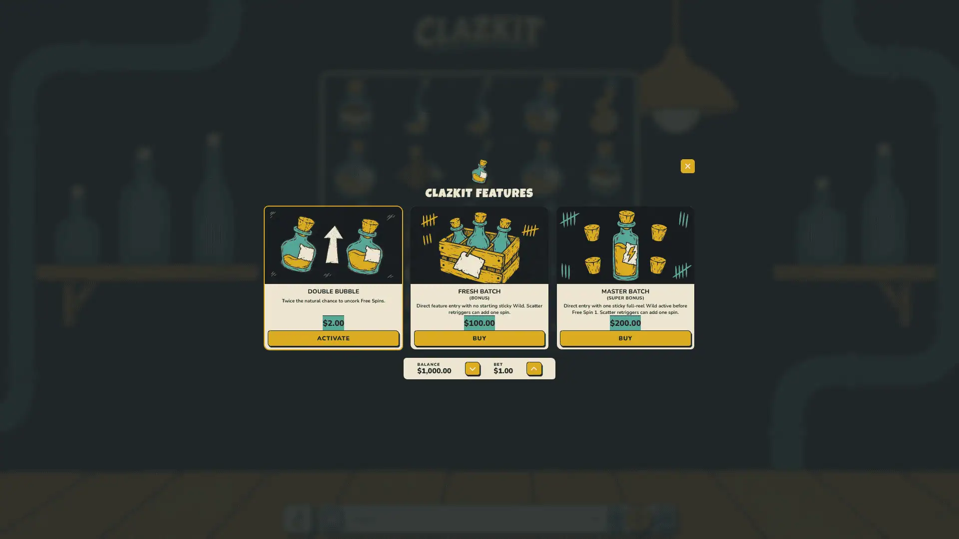 Clazkit bonus buy menu