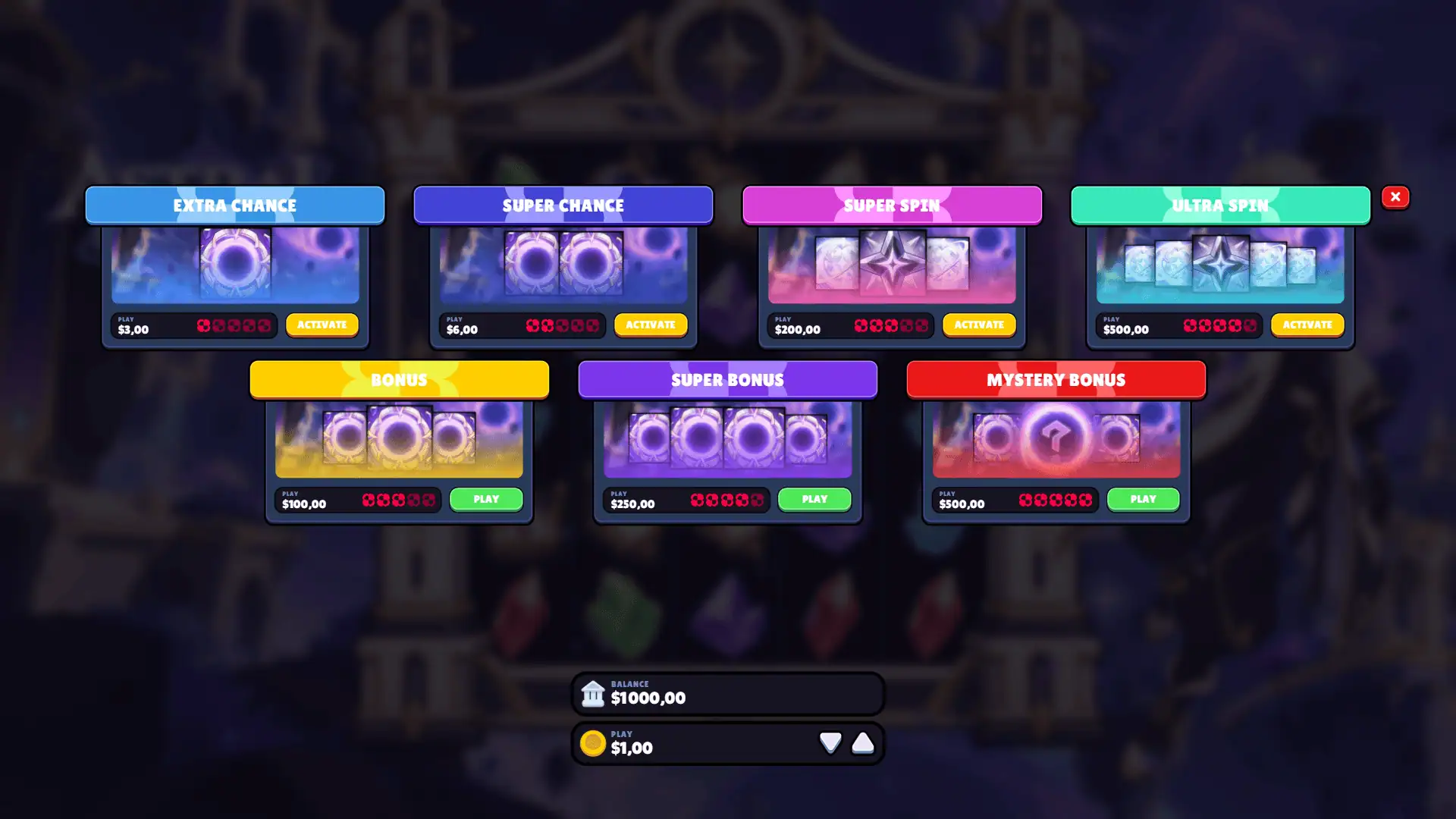 Astral Void bonus buy menu