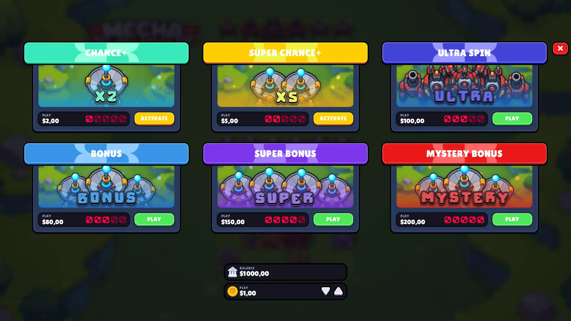 Mecha Rush bonus buy menu