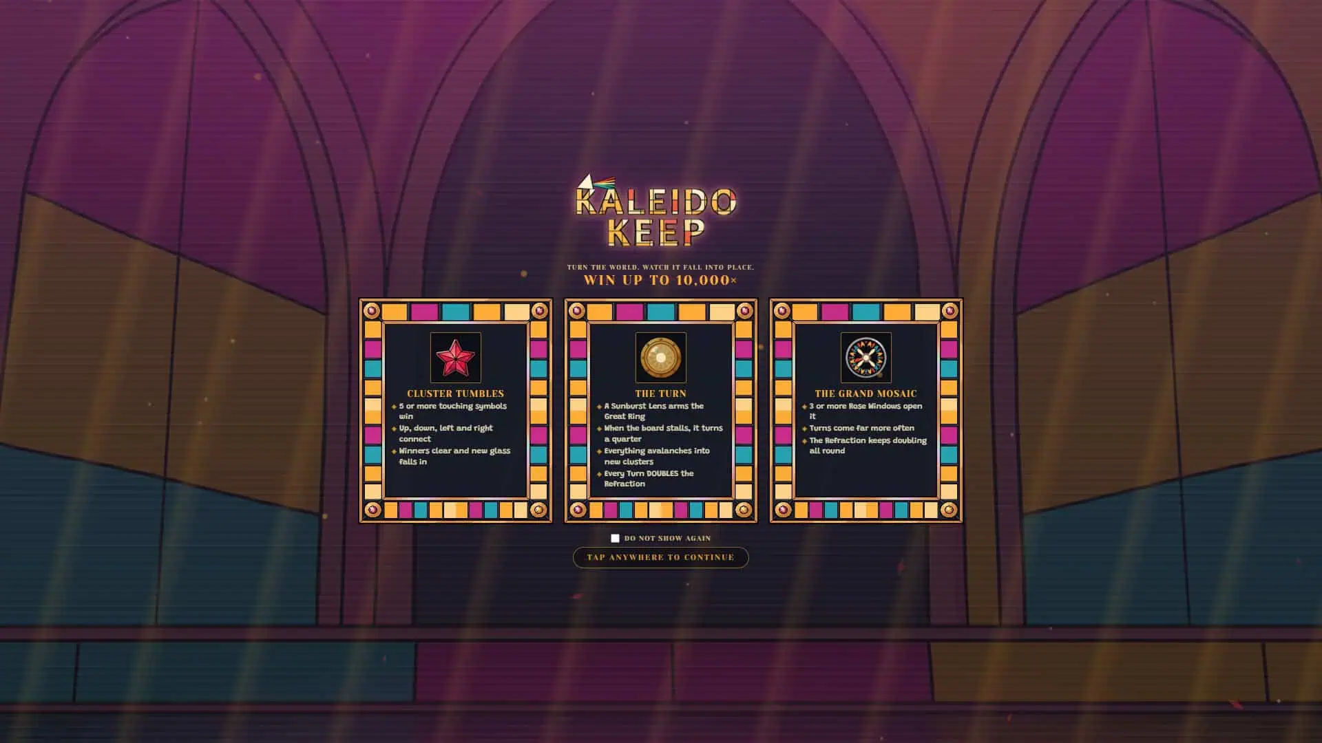 Kaleido Keep slot intro screen