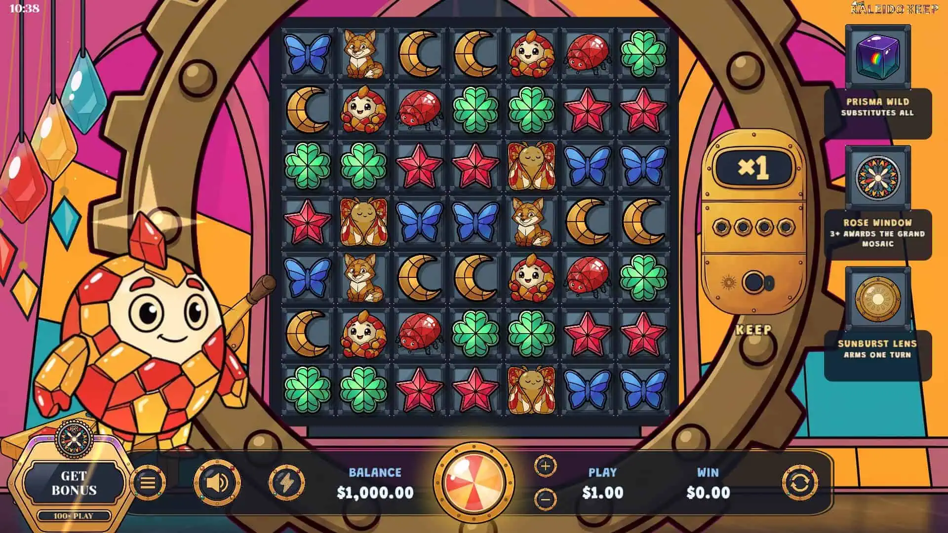 Kaleido Keep slot gameplay reels