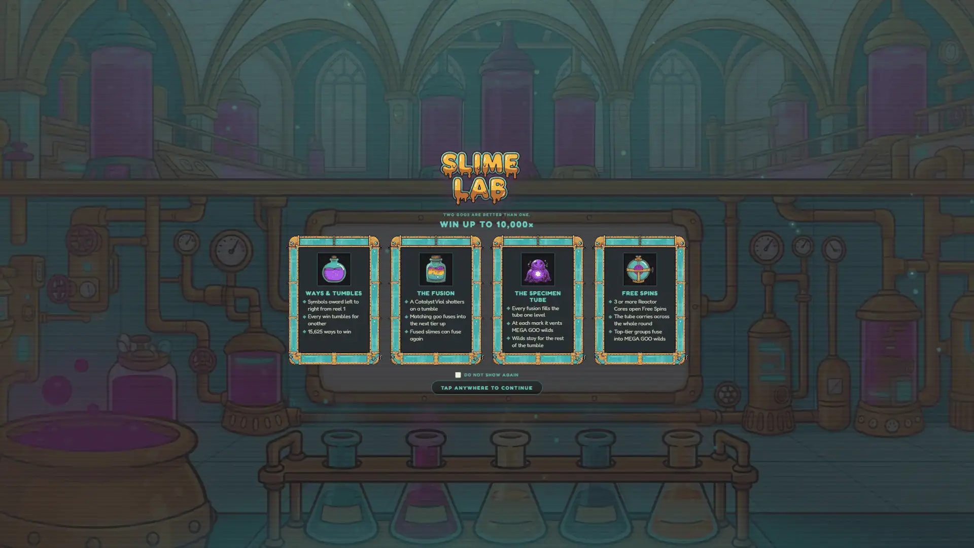 Slime Lab slot intro screen