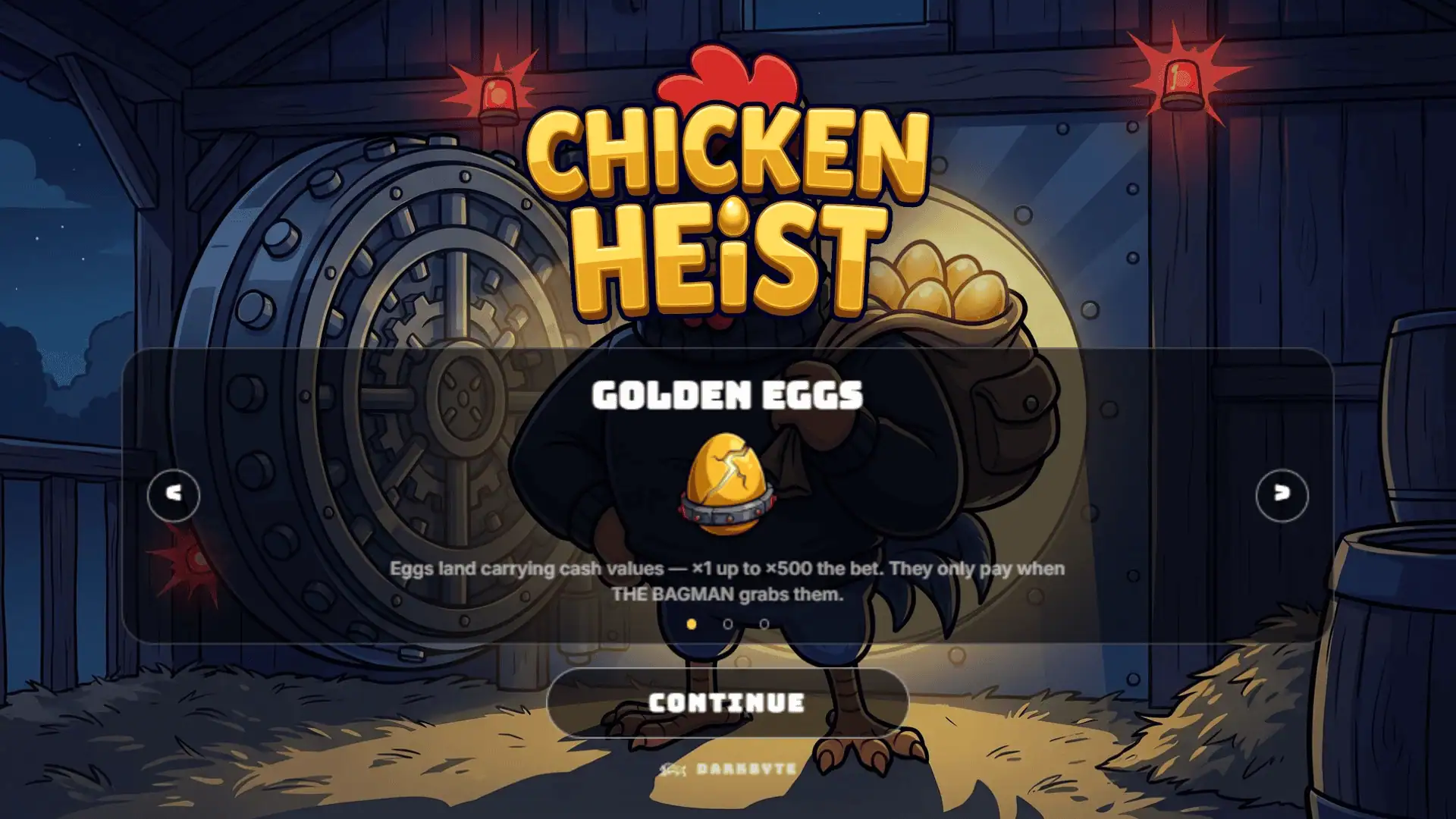 Chicken Heist slot intro screen