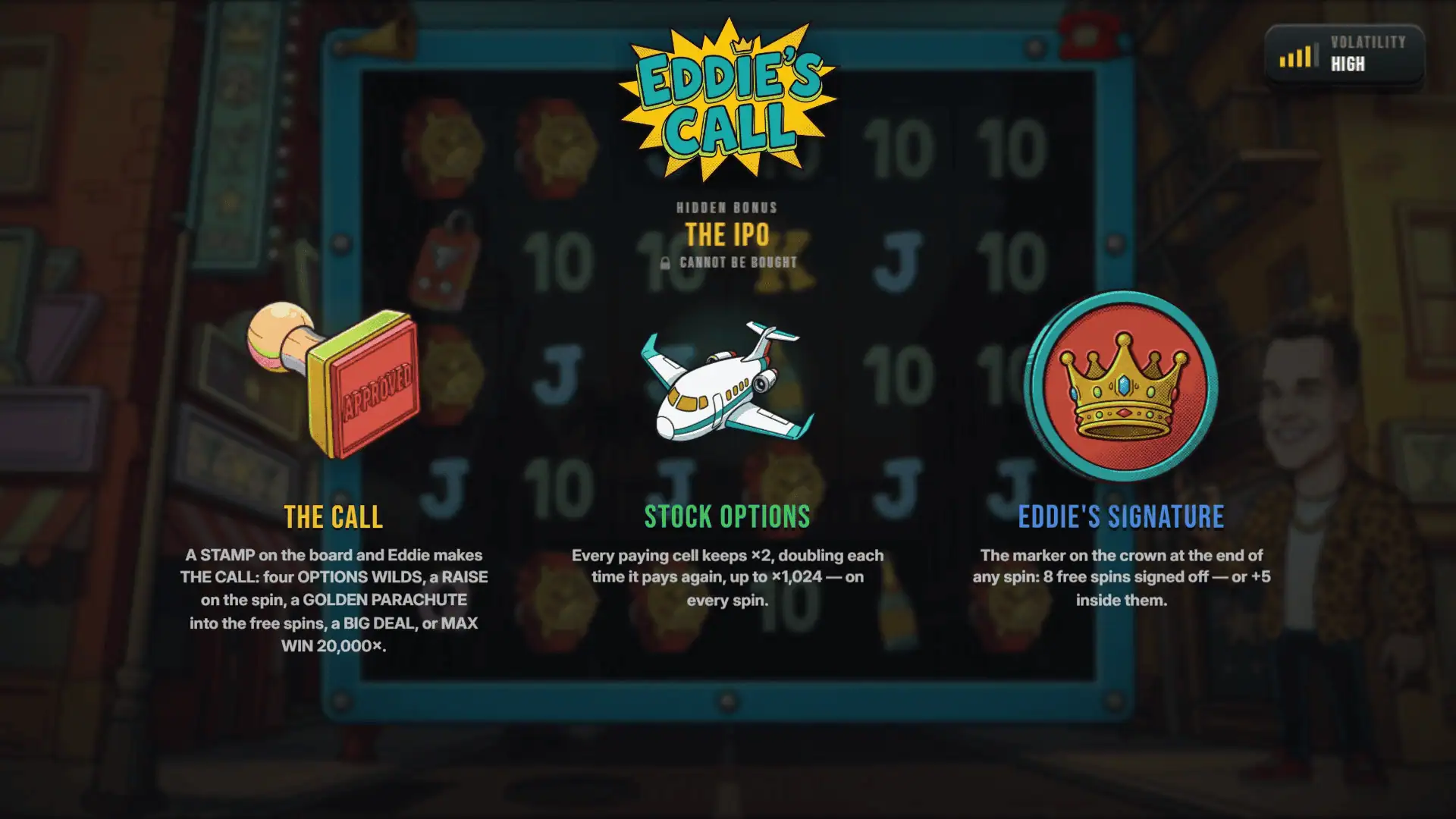 Eddie's Call slot intro screen