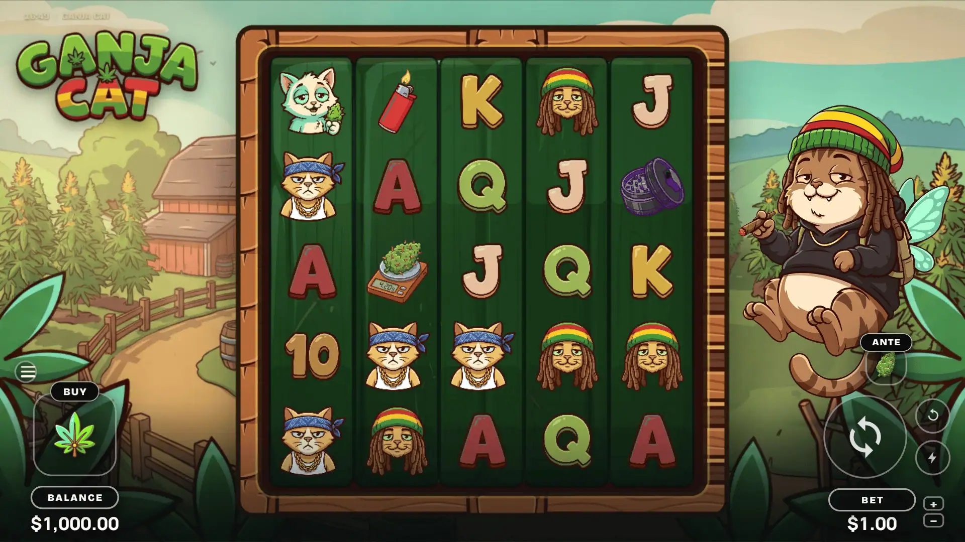 Ganja Cat slot gameplay reels