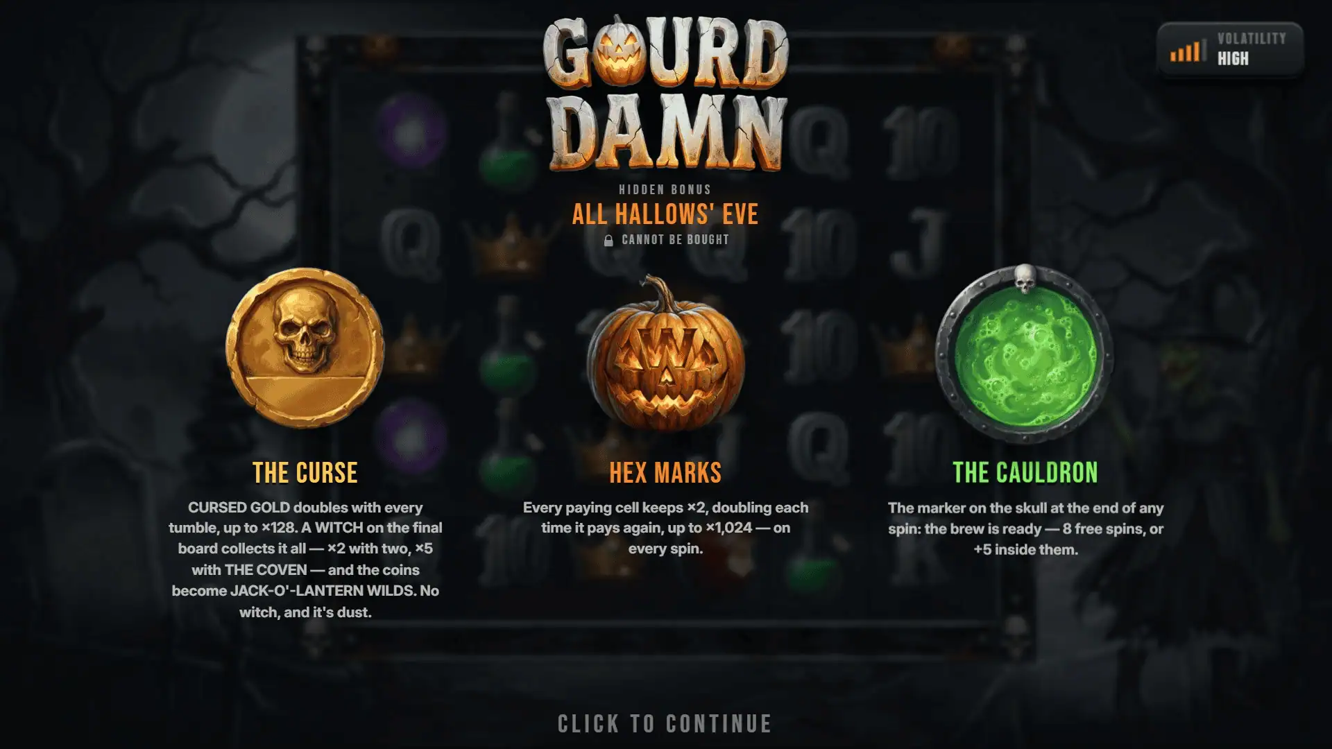 Gourd Damn slot intro screen