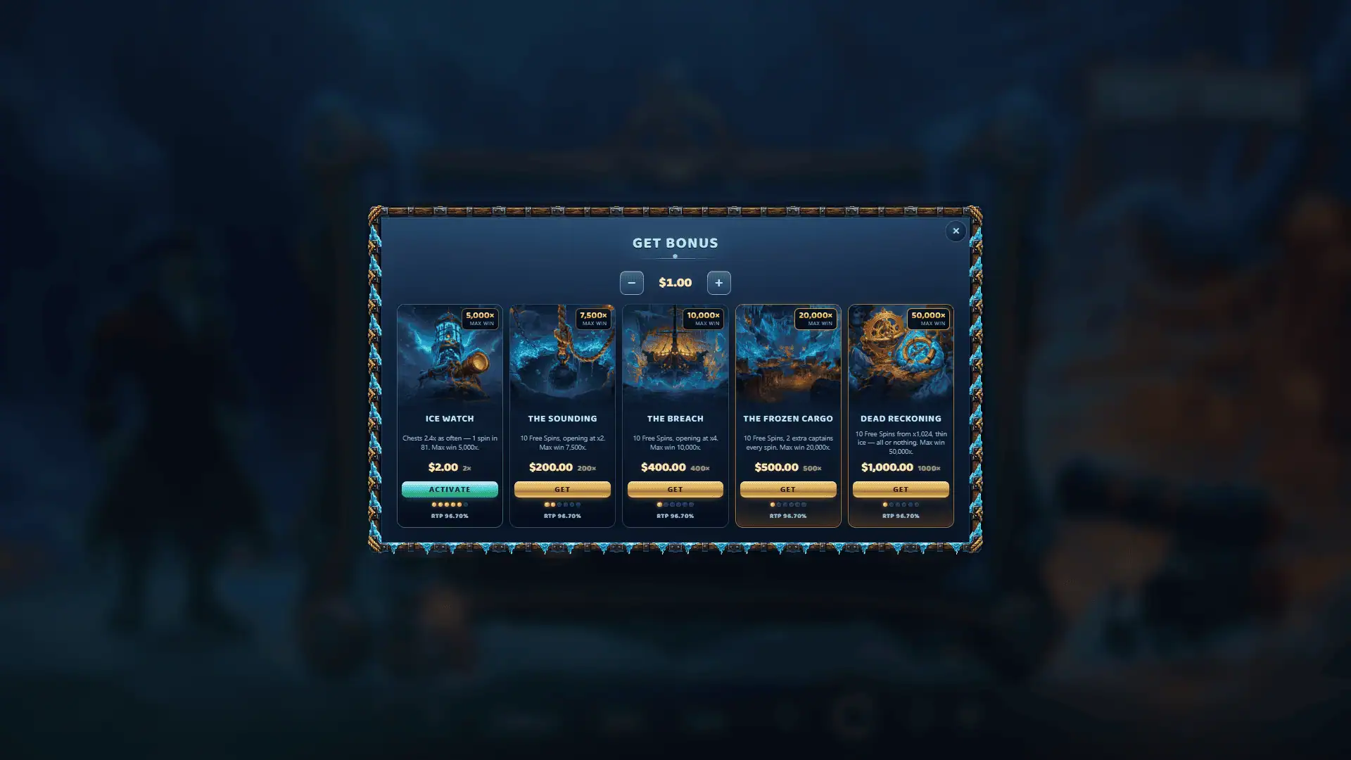 Frostbound bonus buy menu