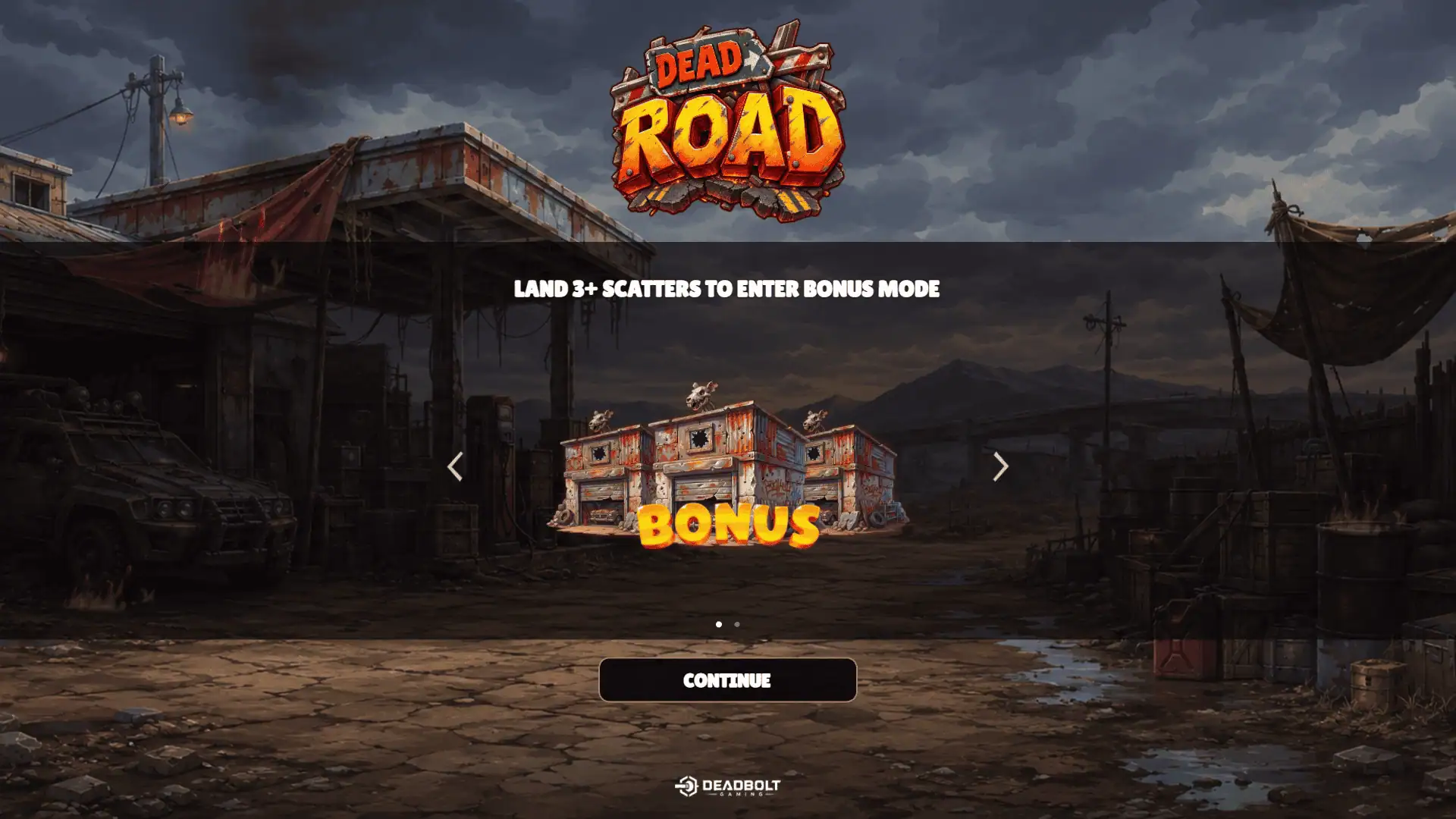 Dead Road slot intro screen