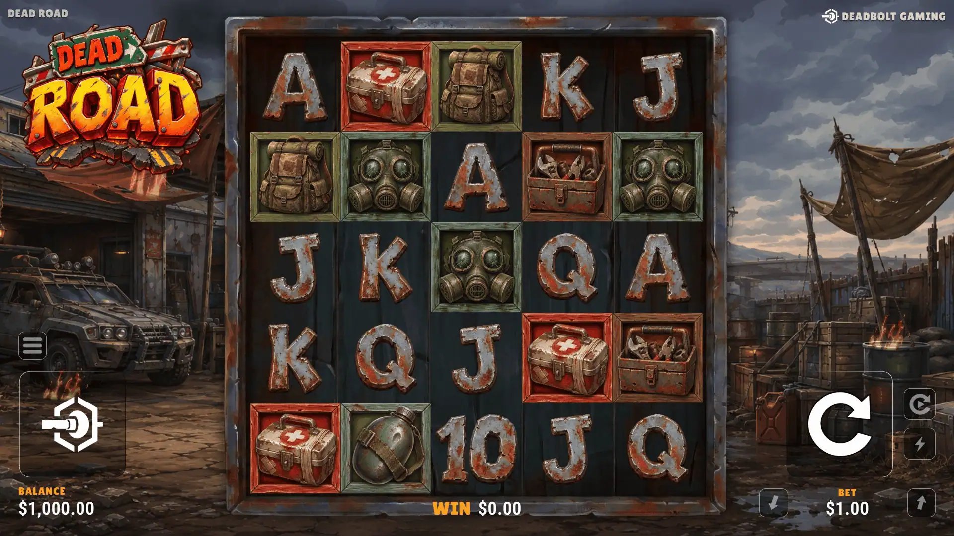 Dead Road slot gameplay reels