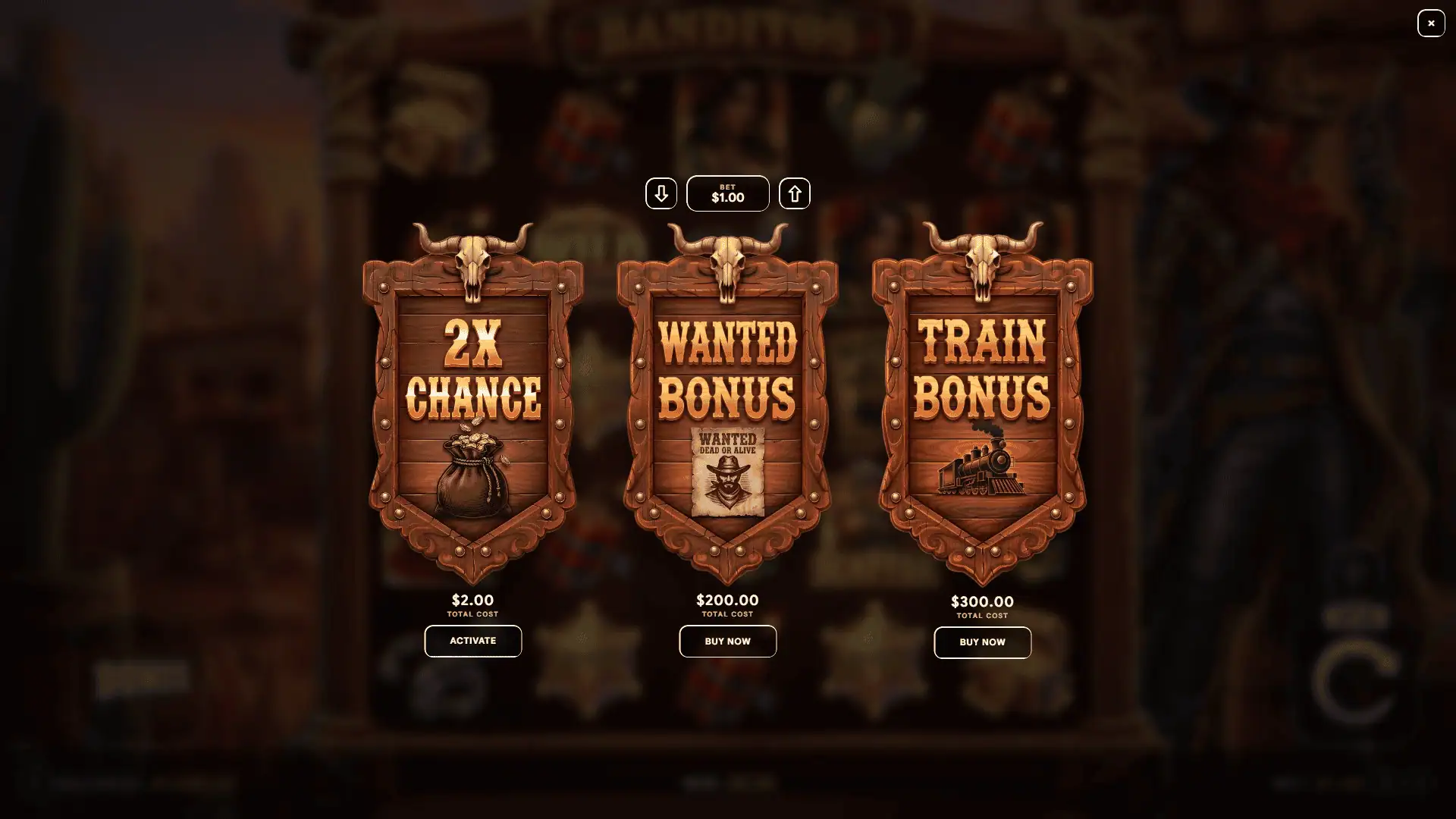 Banditos bonus buy menu