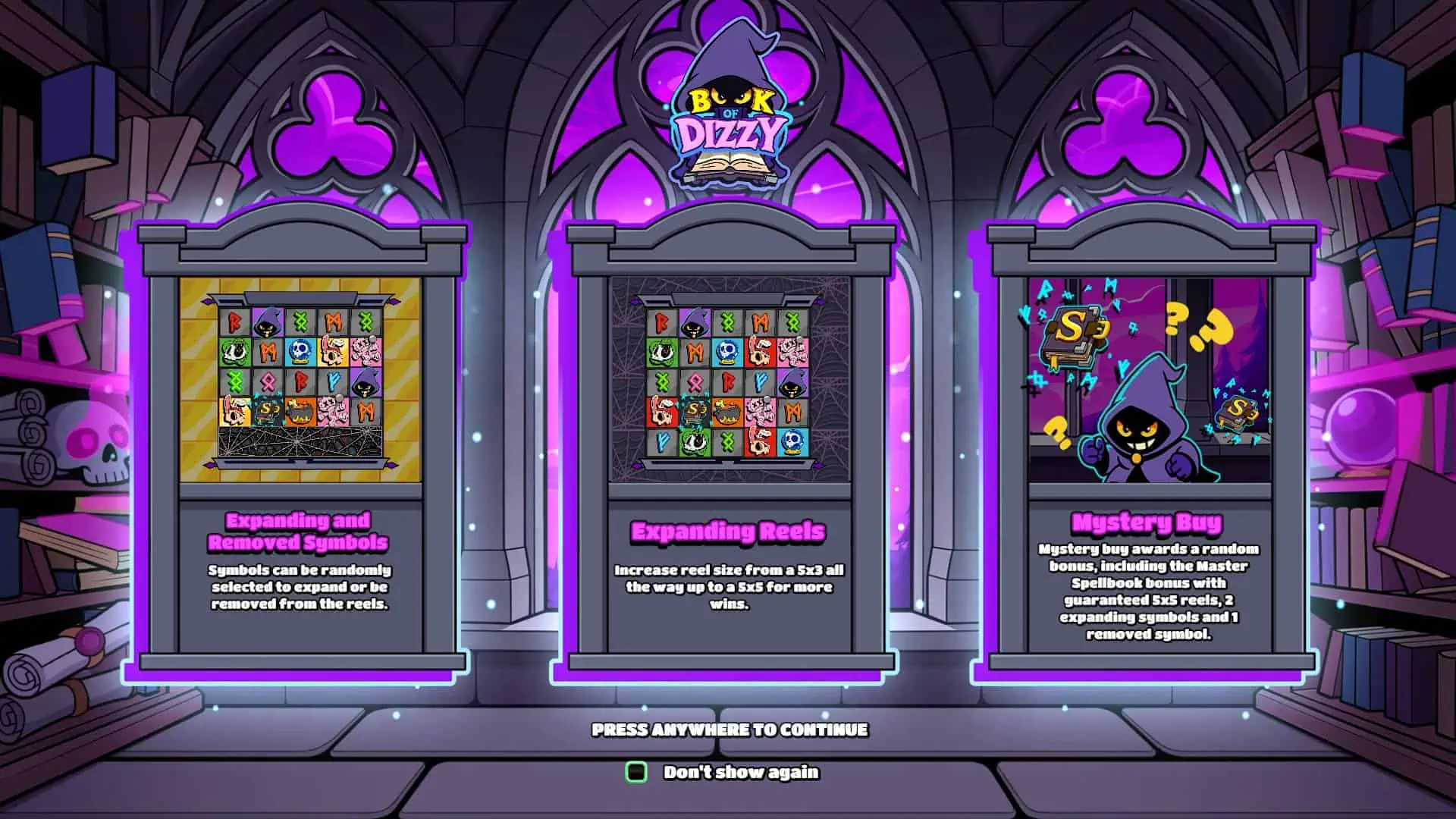 Book of Dizzy slot intro screen