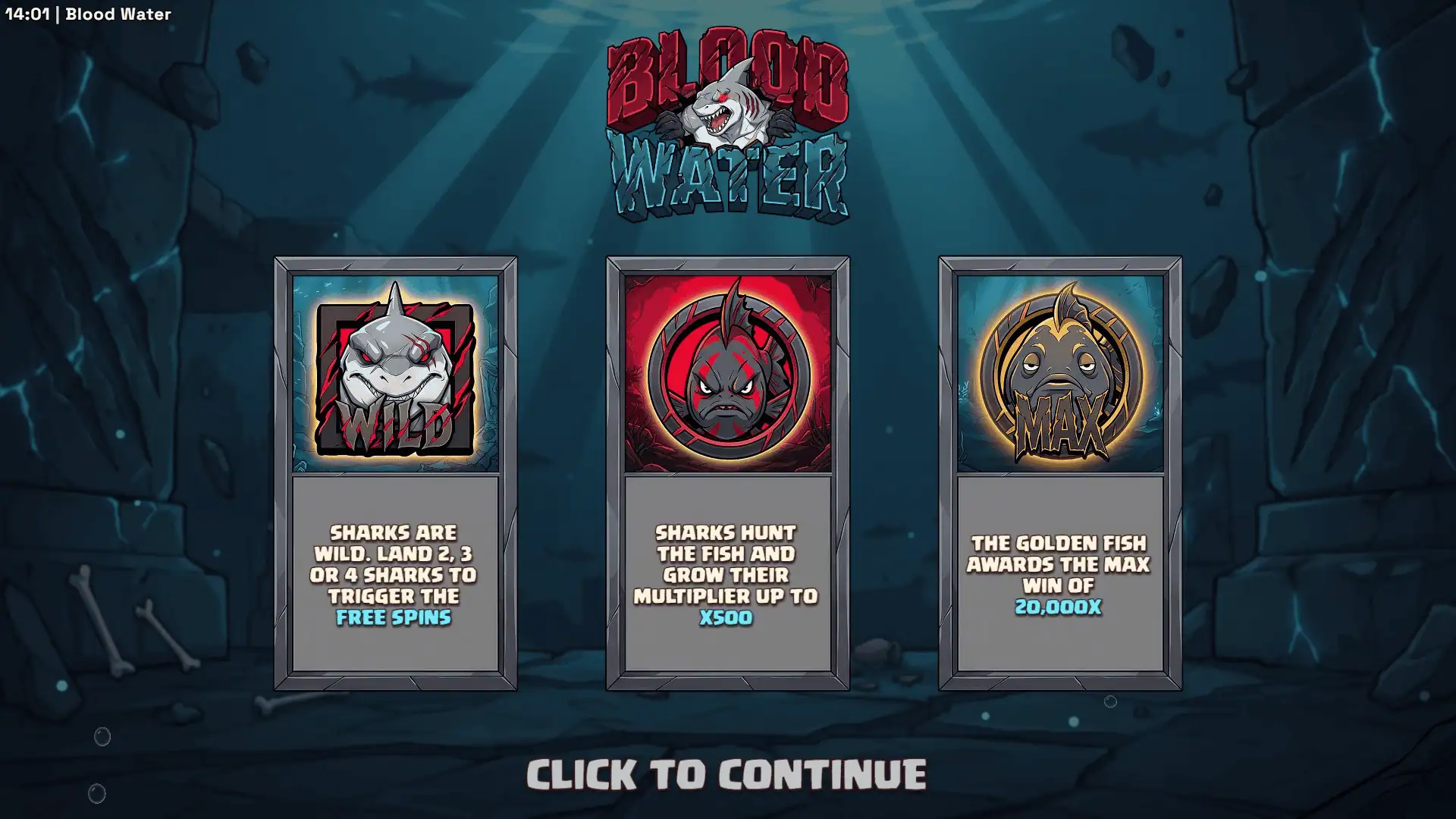 Blood Water slot intro screen
