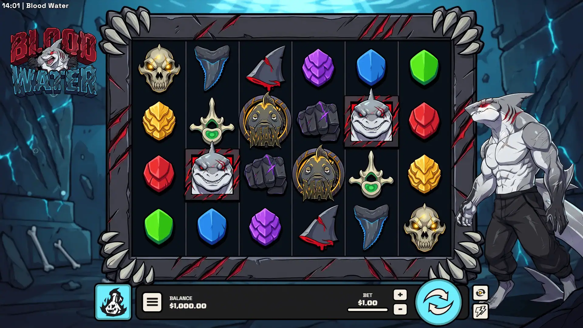 Blood Water slot gameplay reels