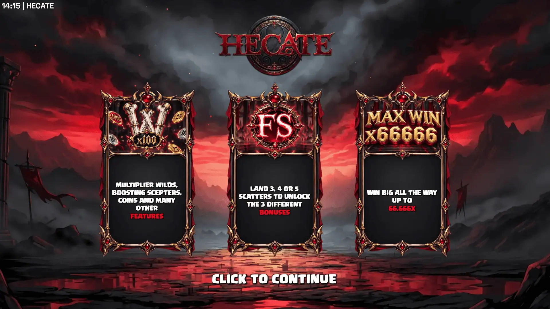Hecate slot intro screen