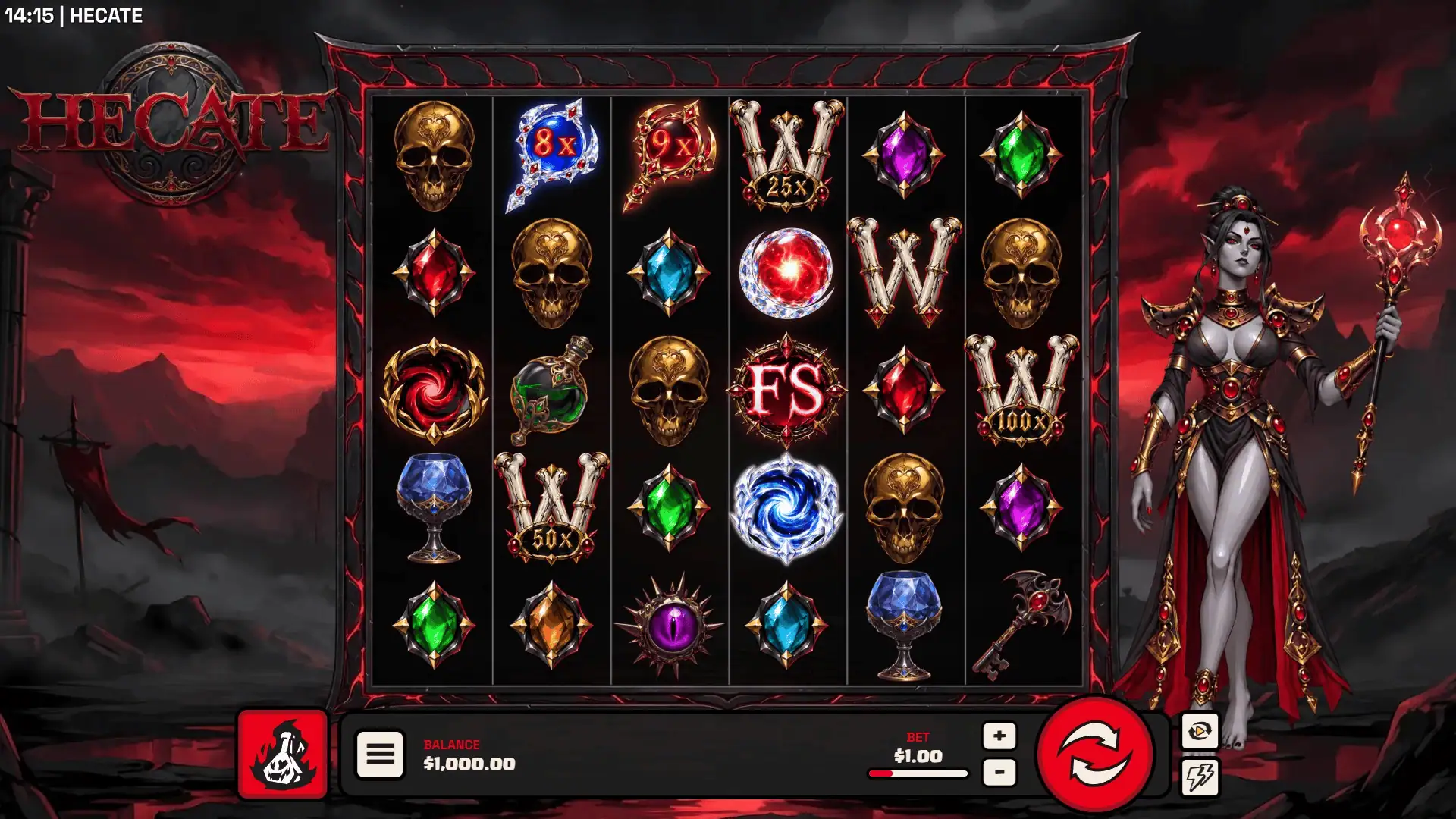 Hecate slot gameplay reels