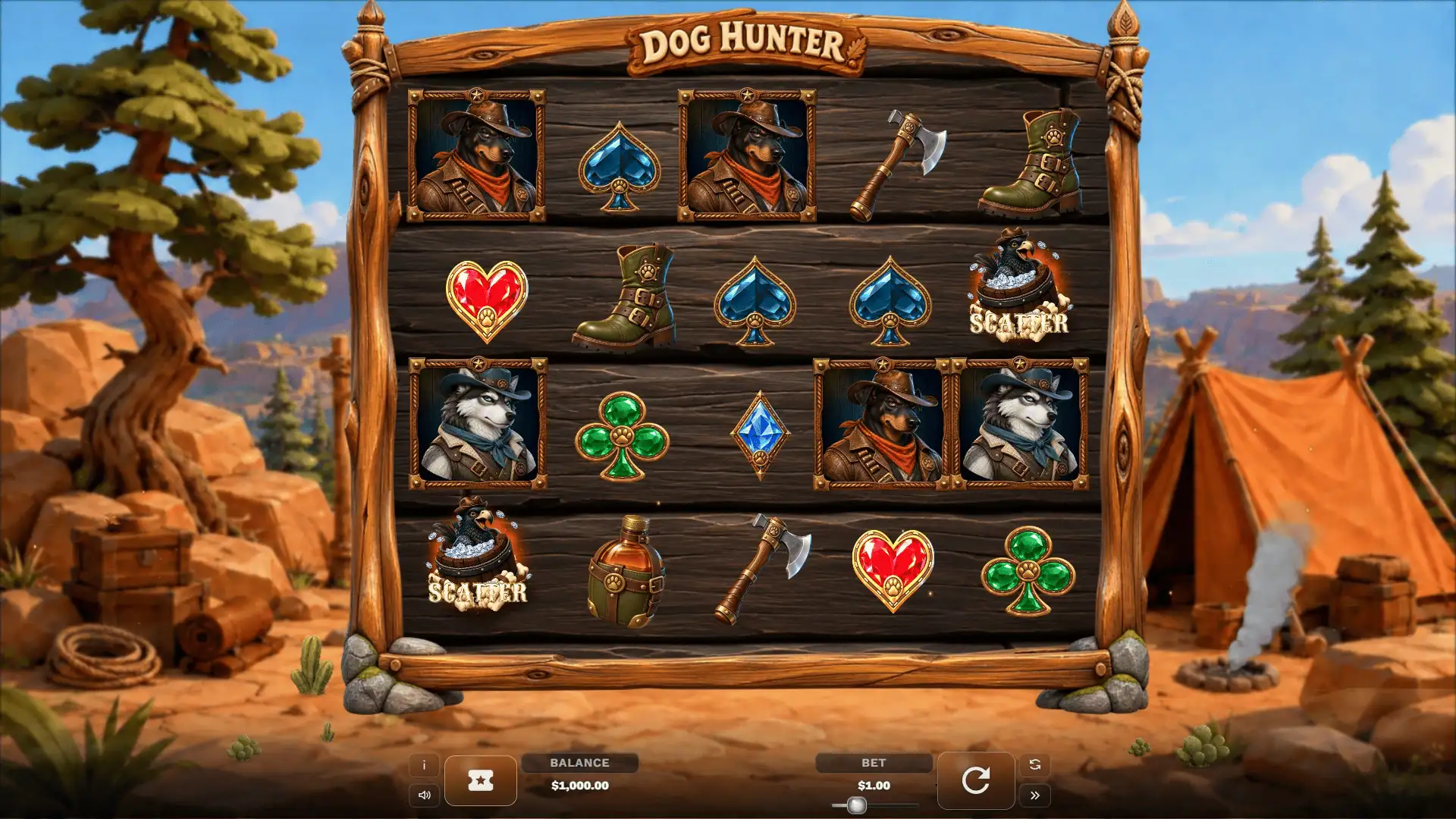 Dog Hunter slot gameplay reels