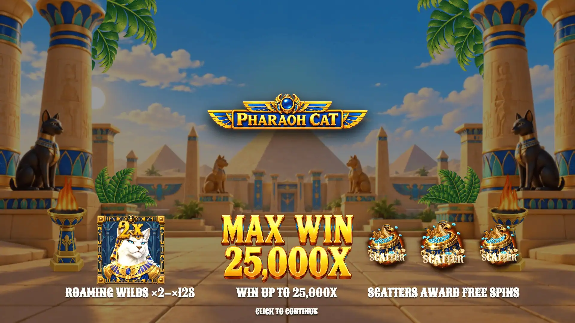 Pharaoh Cat slot intro screen